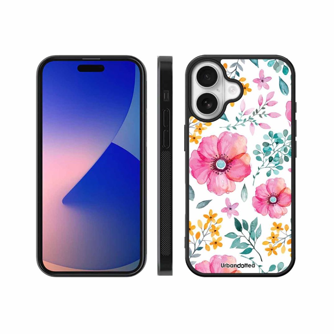 True Blue Wildflower Glass Case For iPhone 17
