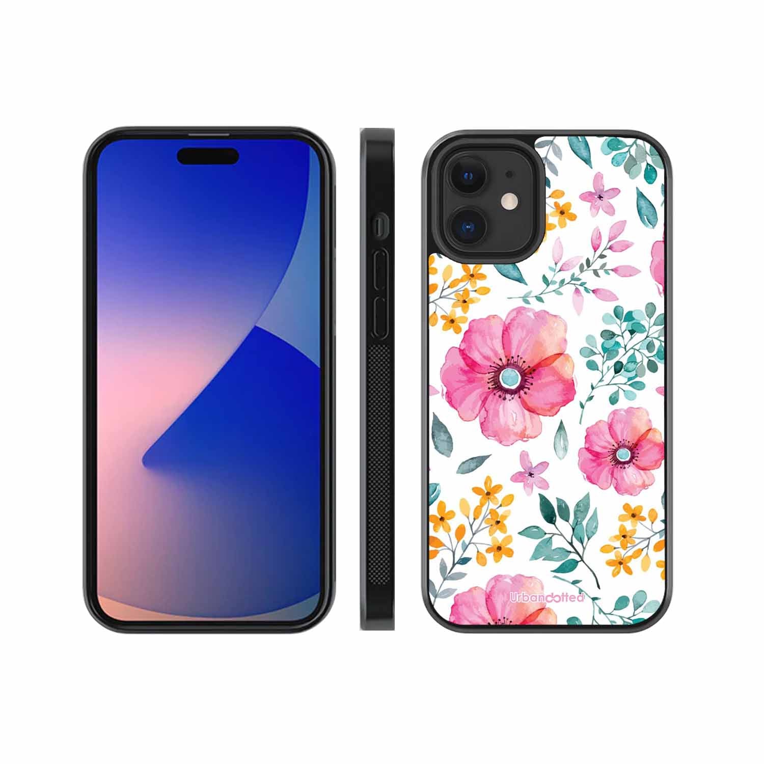 True Blue Wildflower Glass Case For iPhone 12 Mini