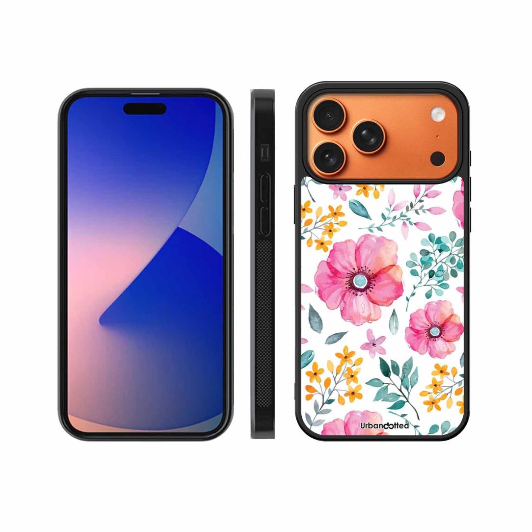 True Blue Wildflower Glass Case For iPhone 17 Pro Max