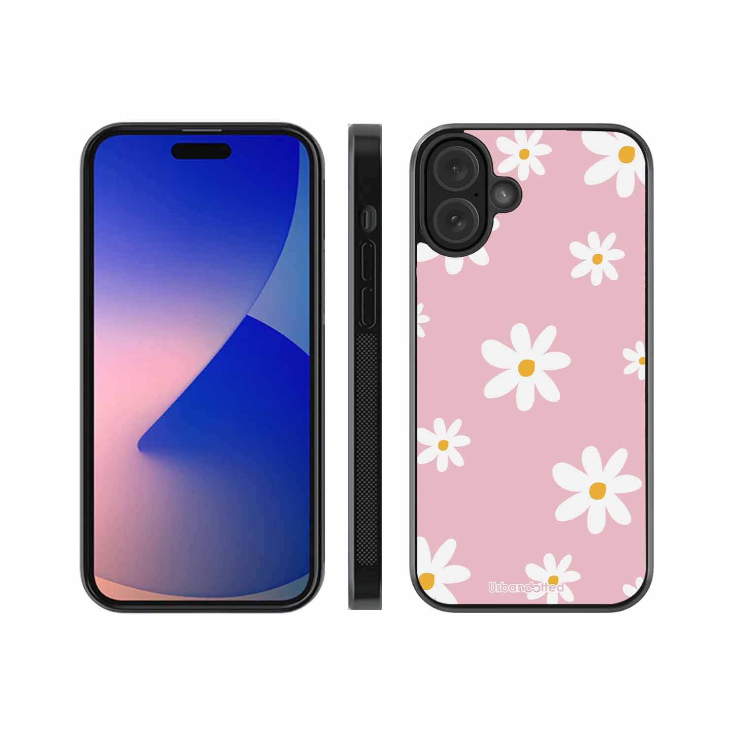 Pink Daisy Delight Glass Case For iPhone 16 Plus