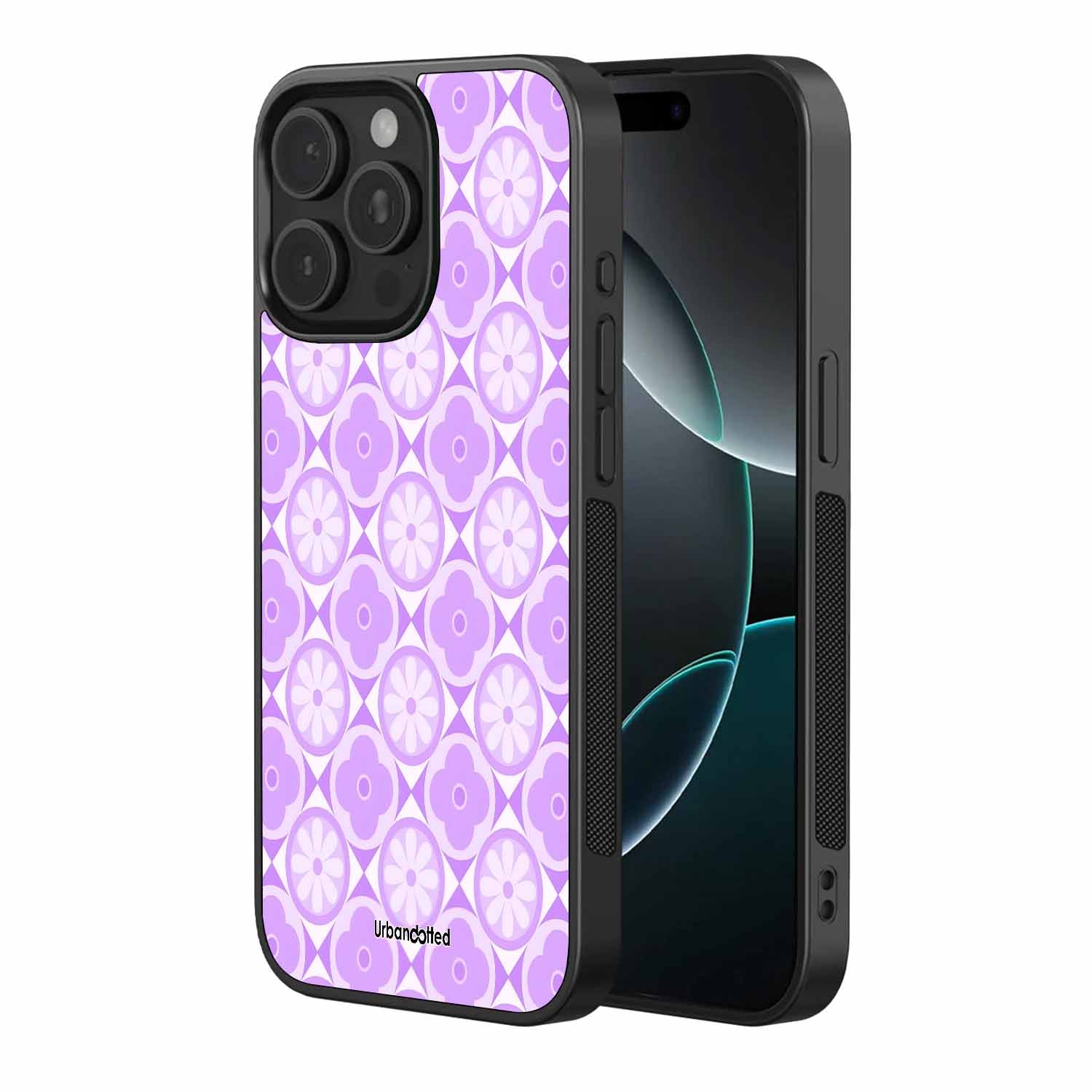 Mod Lilac Flower Motif Glass Case