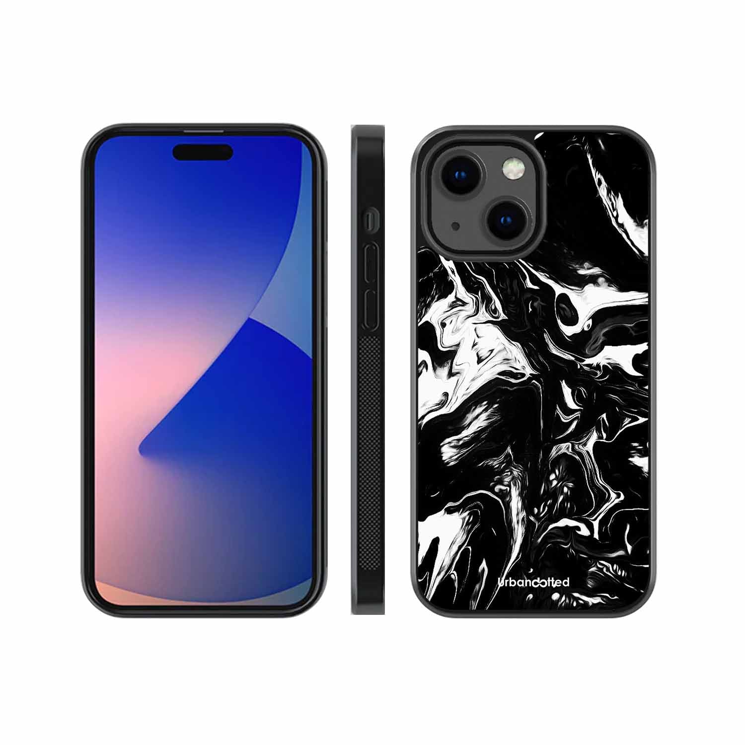 Dark Marble Texture Glass Case For iPhone 13 Mini