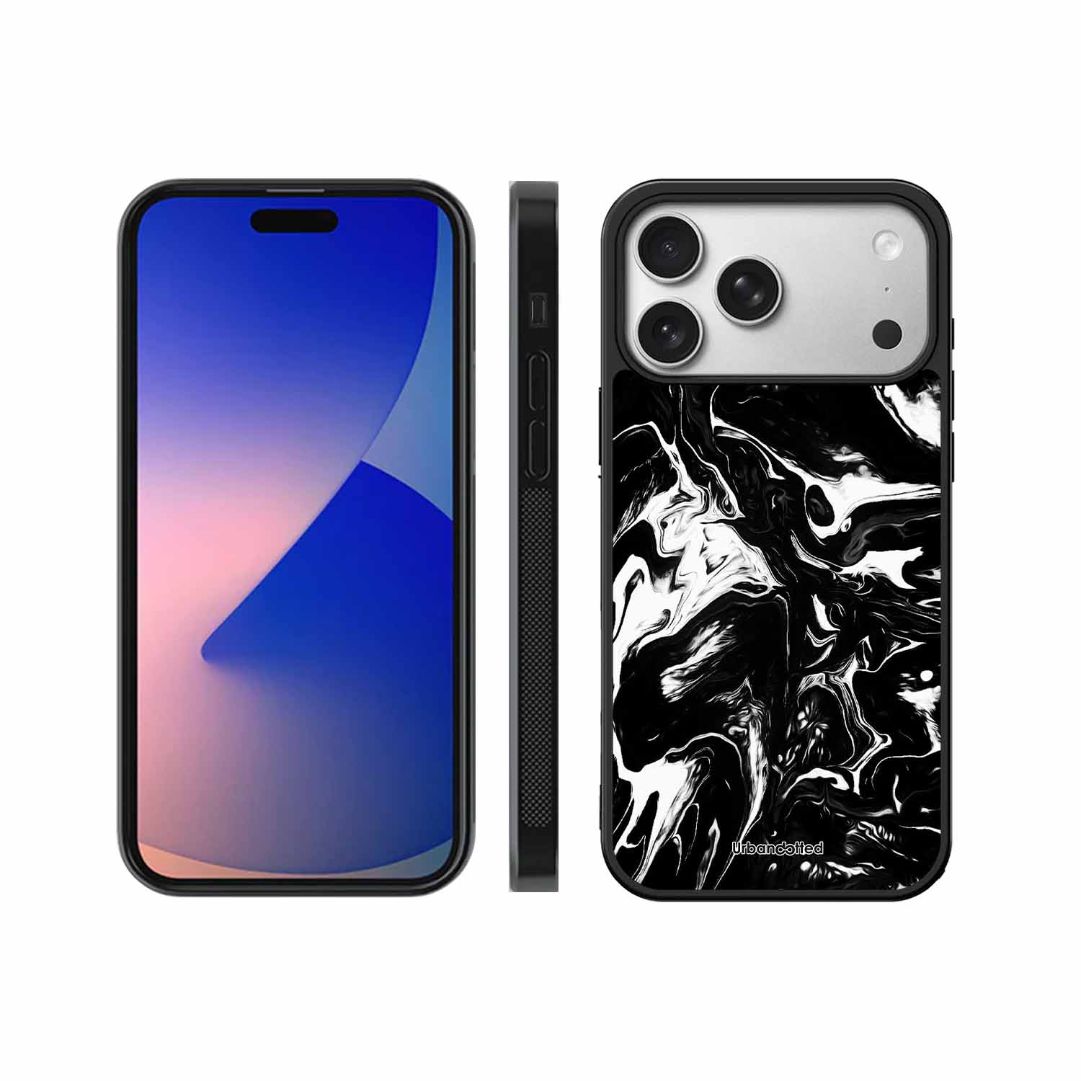 Dark Marble Texture Glass Case For iPhone 17 Pro