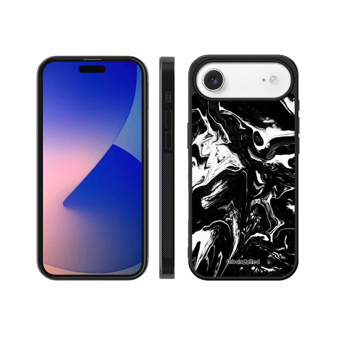 Dark Marble Texture Glass Case For iPhone Air