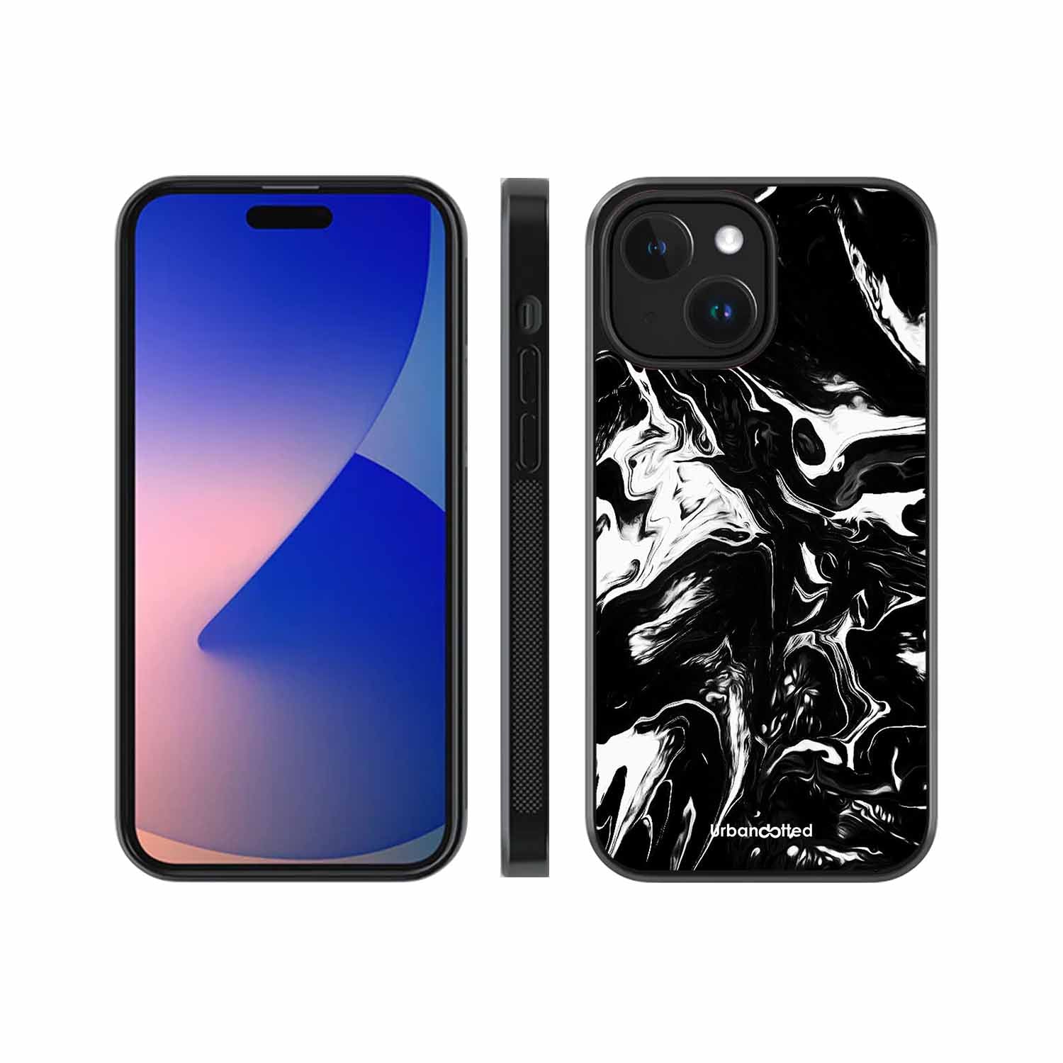 Dark Marble Texture Glass Case For iPhone 14