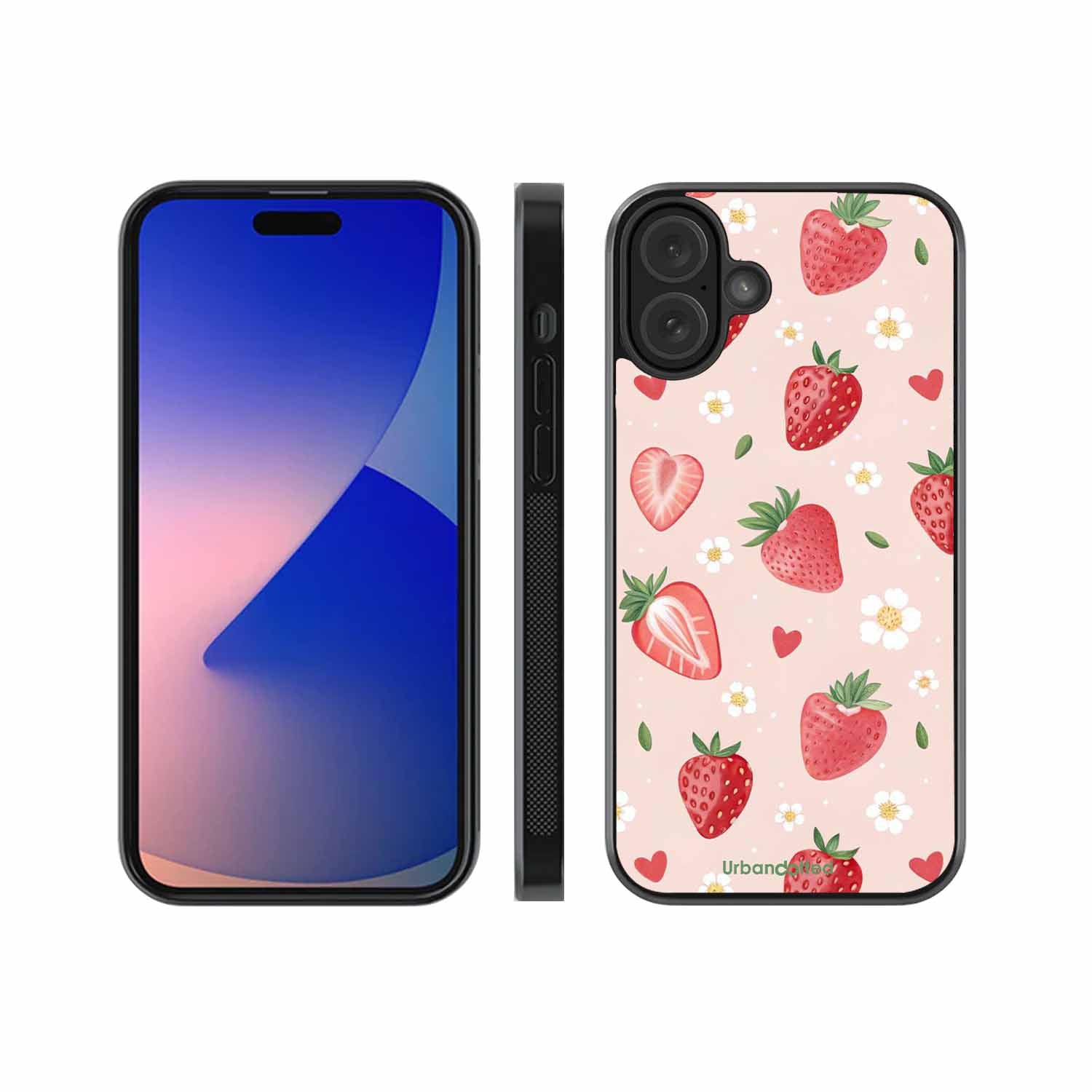 Strawberry Sweetheart Glass Case For iPhone 16 Plus