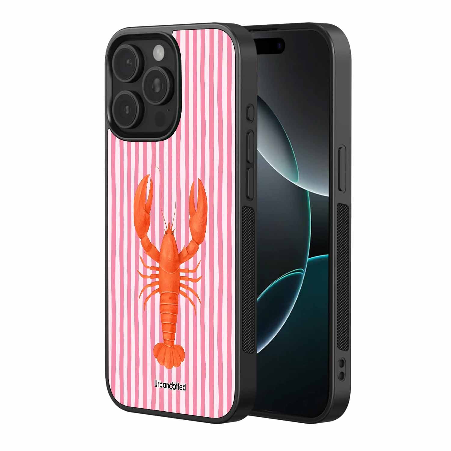 Coastal Lobster Pattern Glass Case