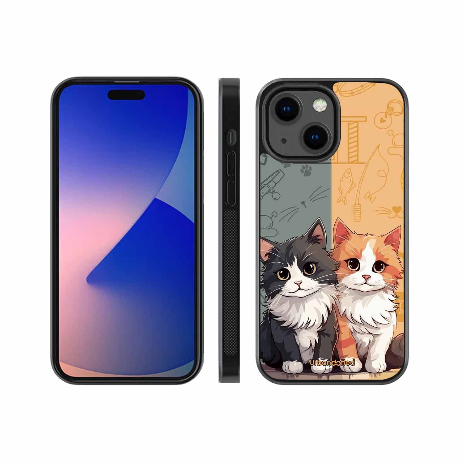 Yin and Yang Cats Glass Case For iPhone 13 Mini