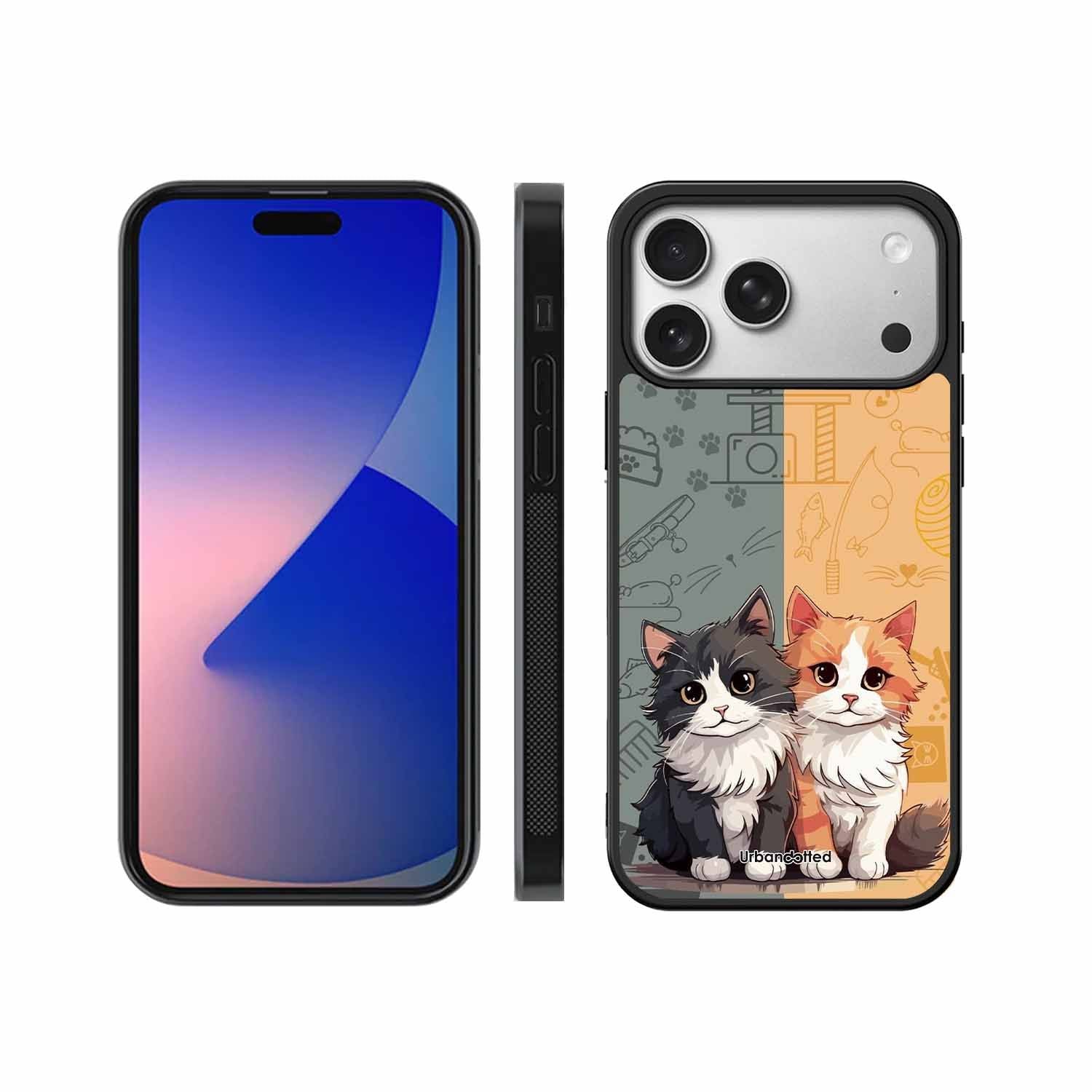 Yin and Yang Cats Glass Case For iPhone 17 Pro