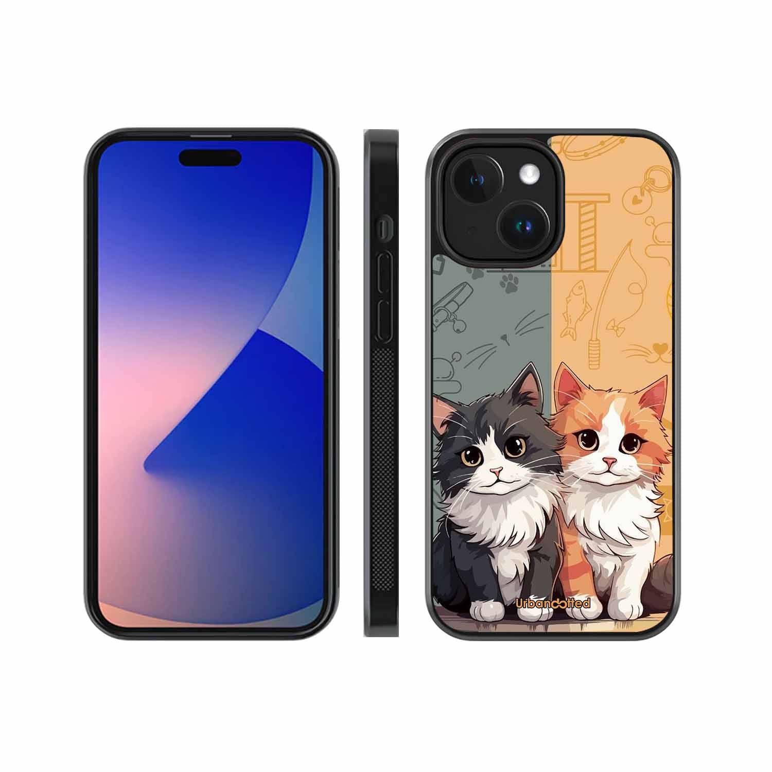 Yin and Yang Cats Glass Case For iPhone 14