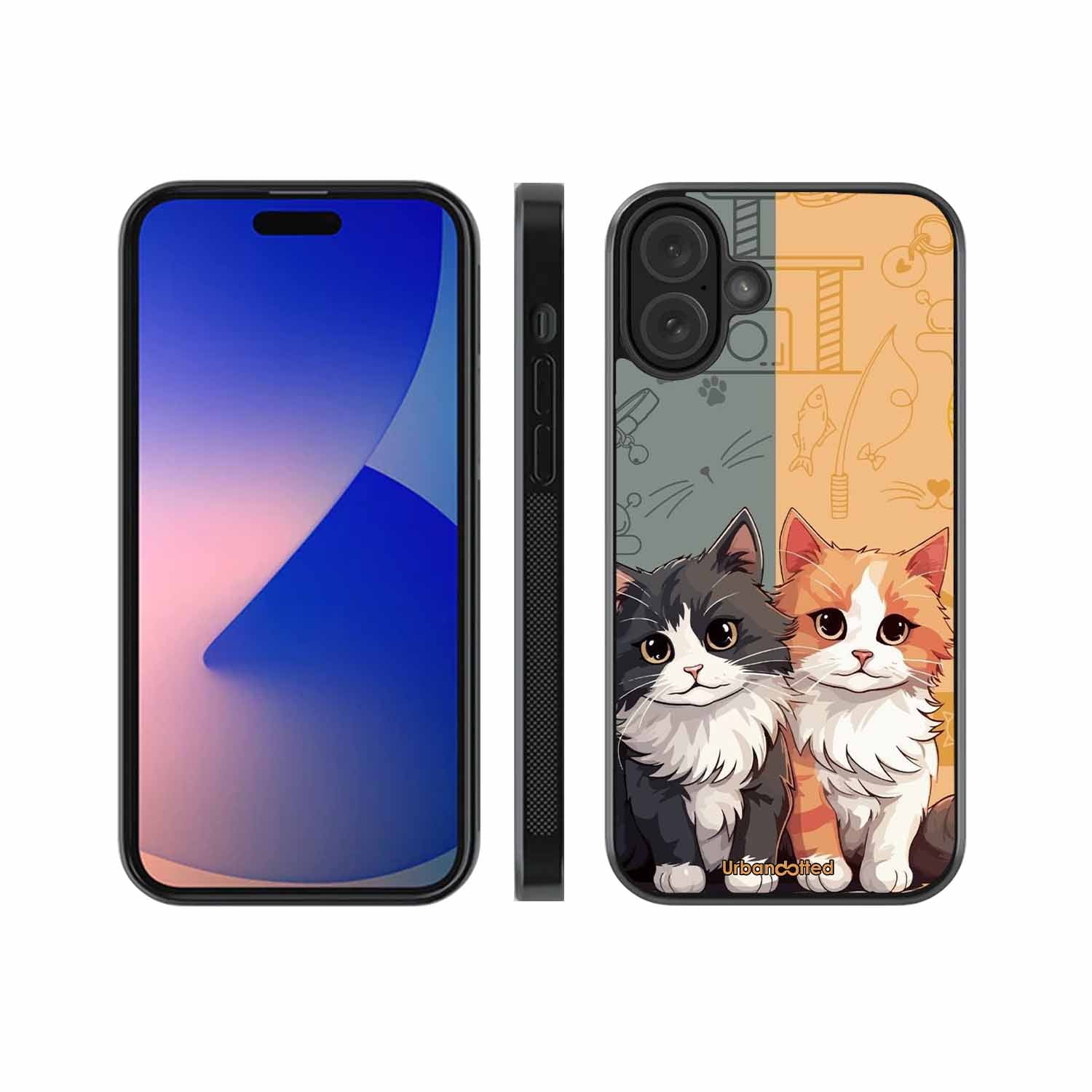 Yin and Yang Cats Glass Case For iPhone 16