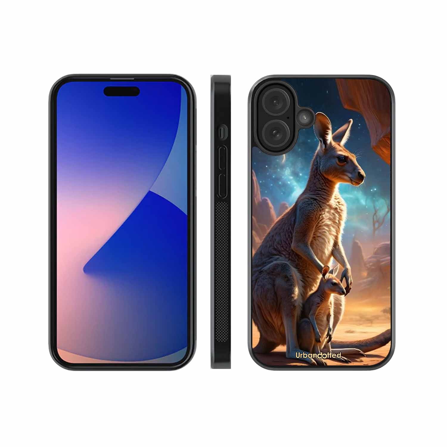 Kangaroo Mother Love Glass Case For iPhone 16 Plus