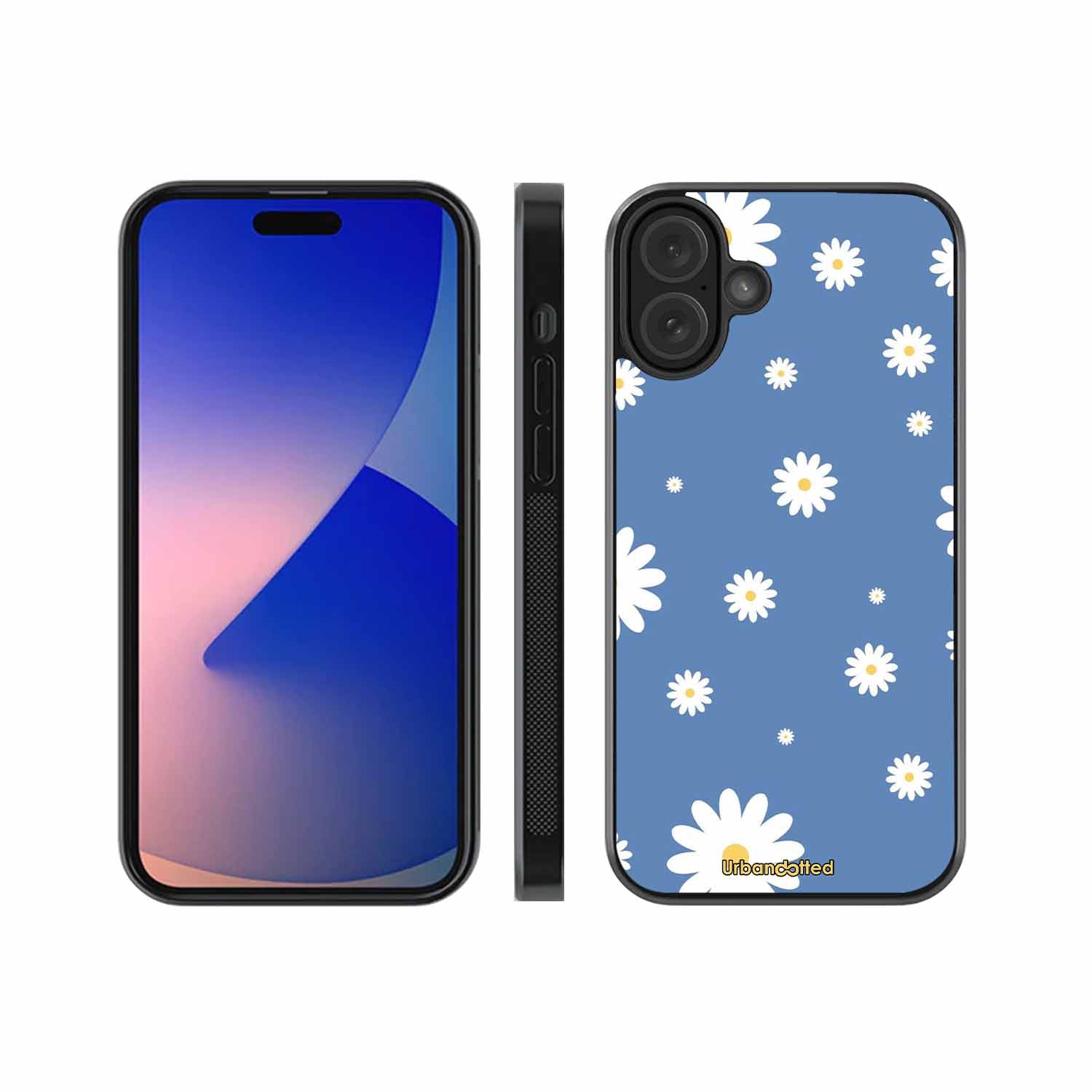 Blue Daisy Meadow Glass Case For iPhone 16 Plus