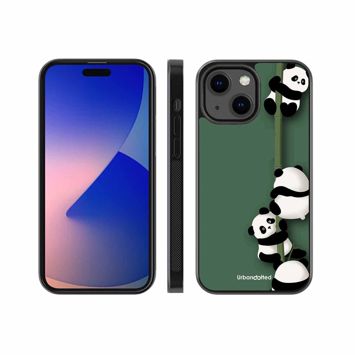 Climbing Pandas Glass Case For iPhone 13 Mini