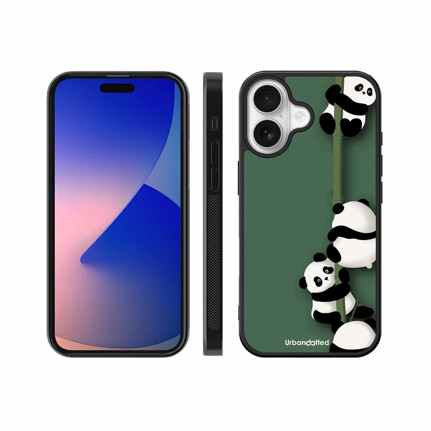 Climbing Pandas Glass Case For iPhone 17