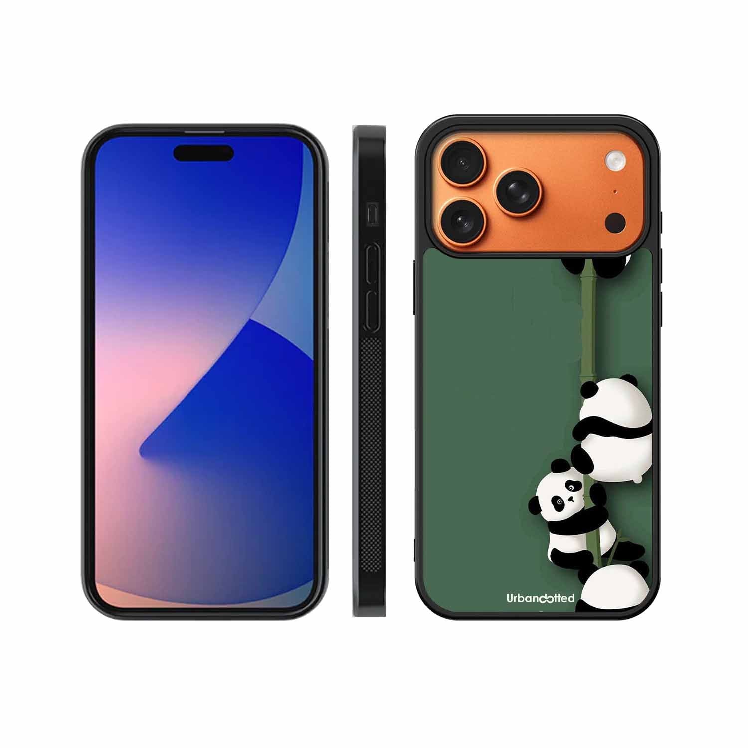 Climbing Pandas Glass Case For iPhone 17 Pro Max
