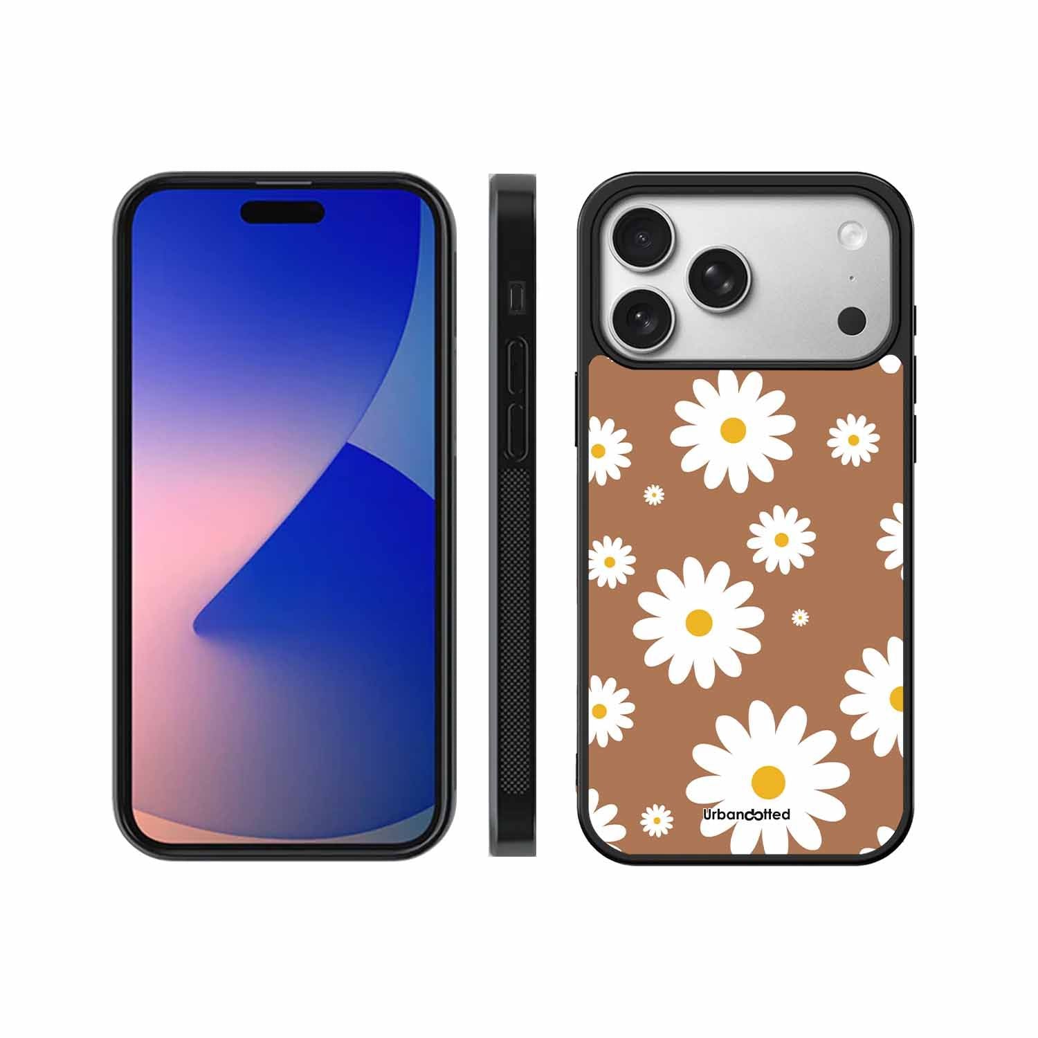 Tan Daisy Field Glass Case For iPhone 17 Pro