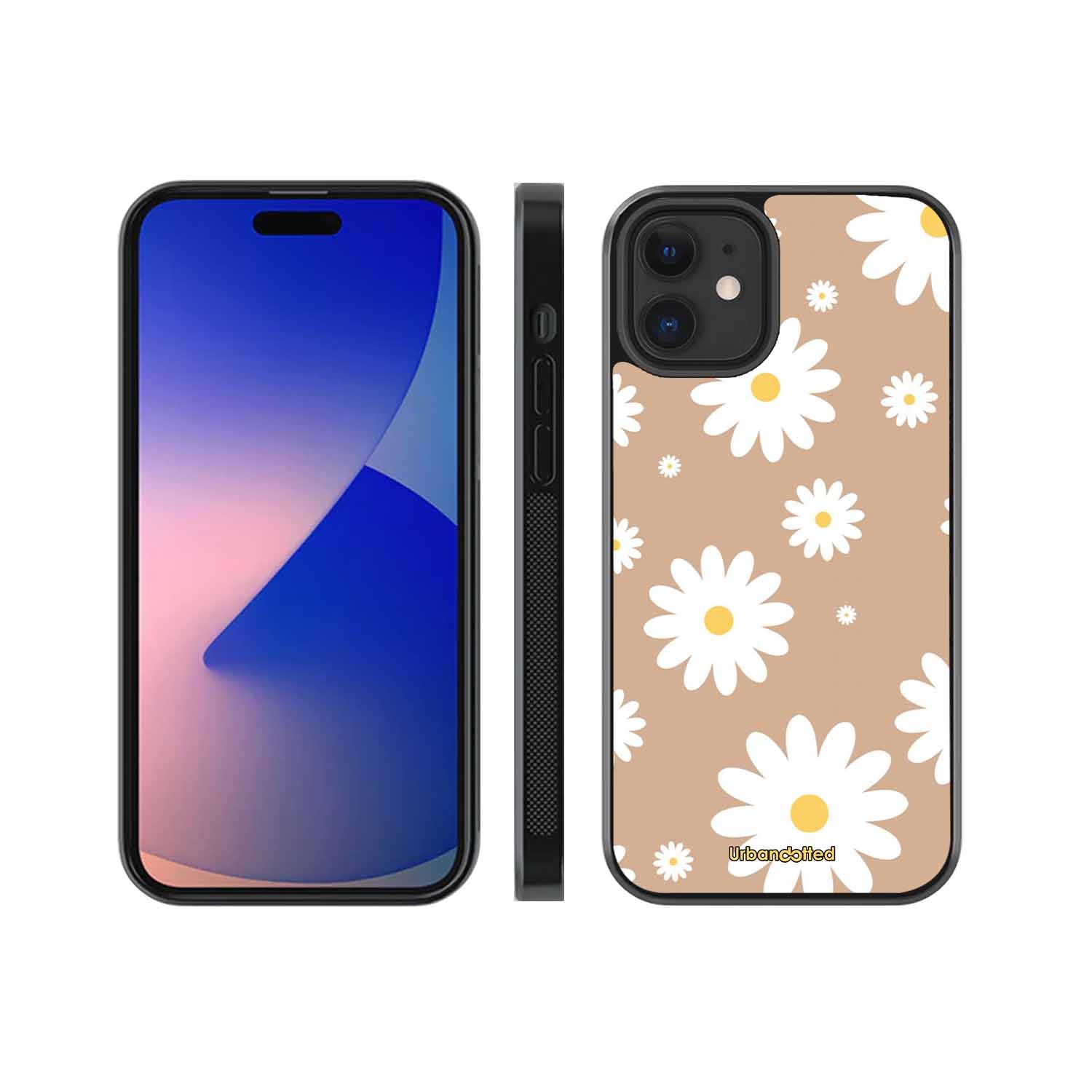 Tan Daisy Field Glass Case For iPhone 12 Mini