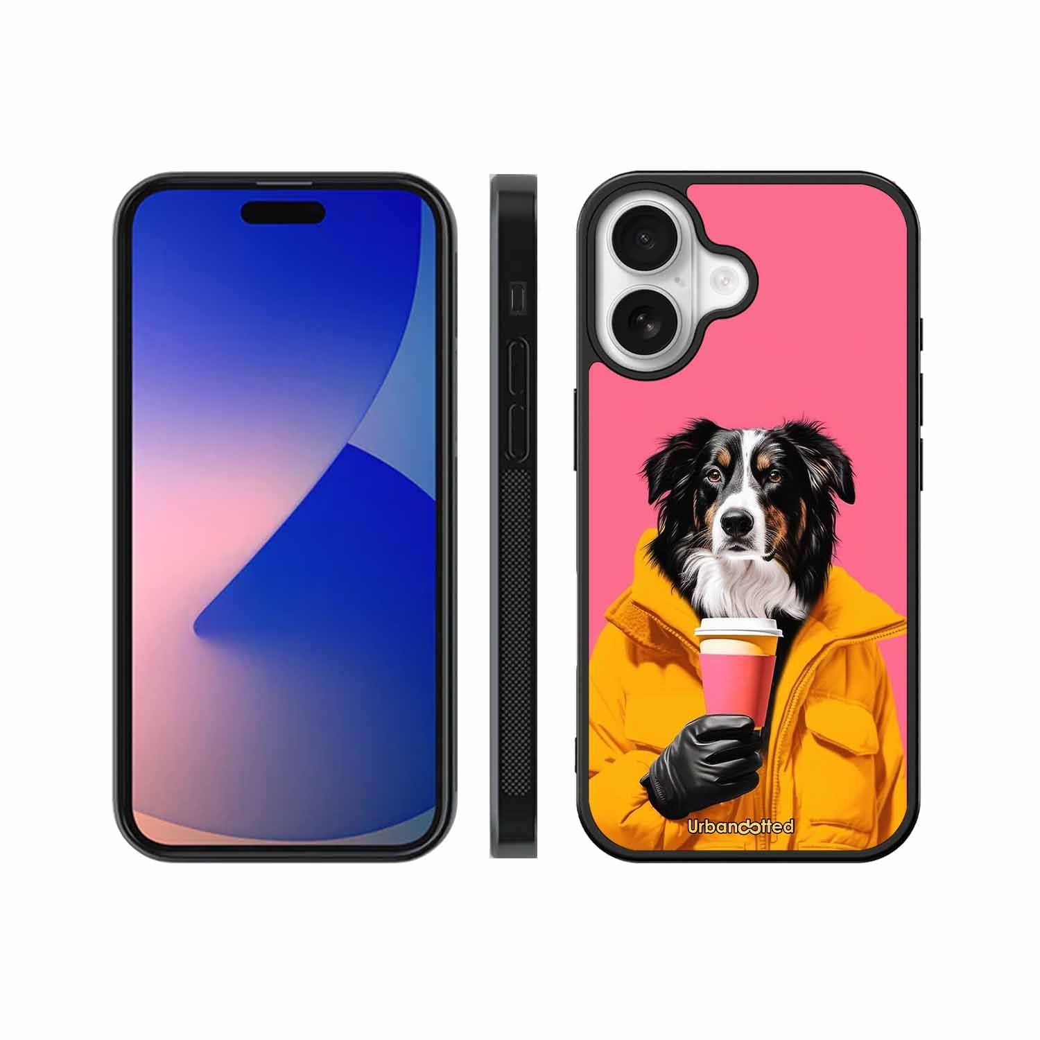 Trendy Dog with Drink Glass Case For iPhone 17