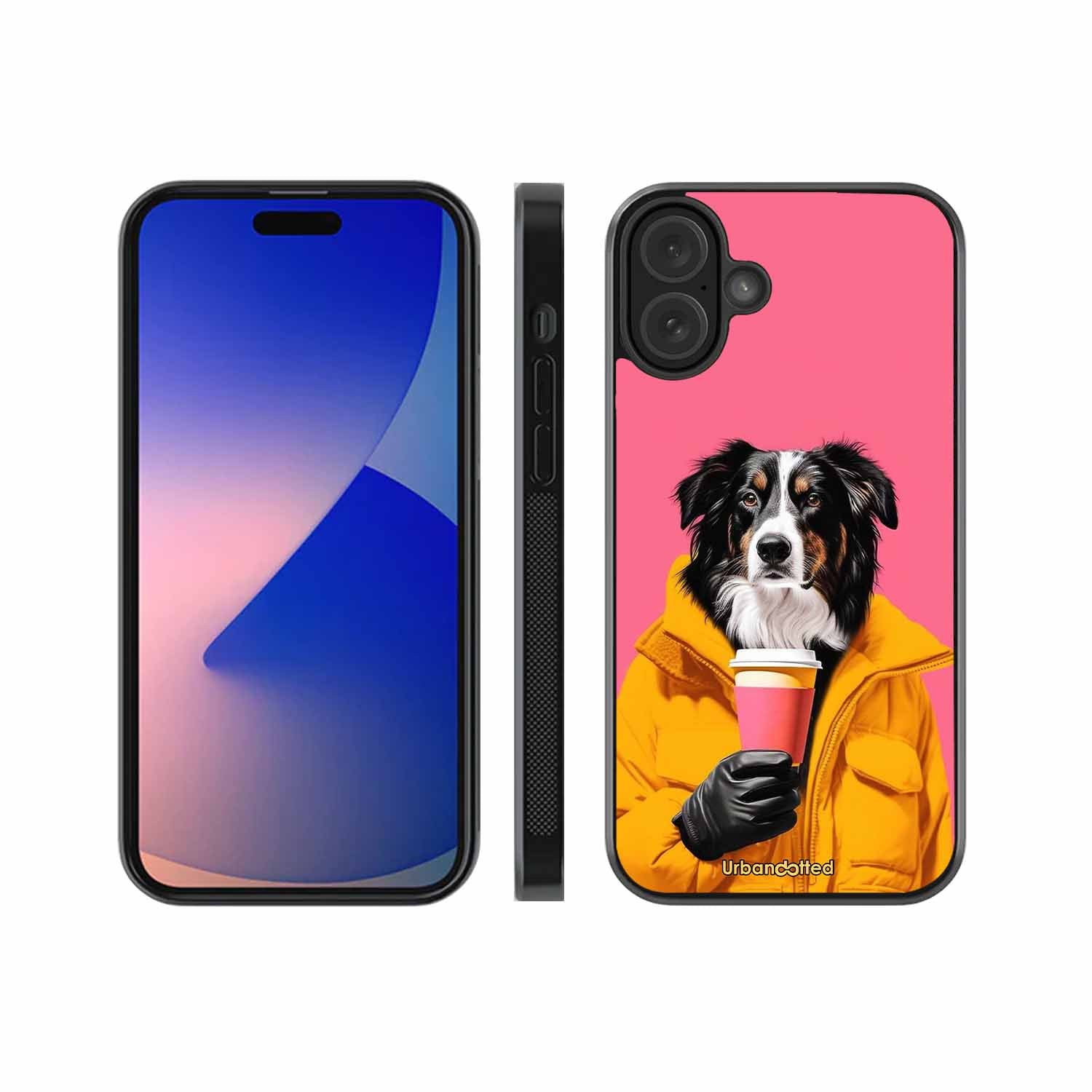 Trendy Dog with Drink Glass Case For iPhone 16 Plus