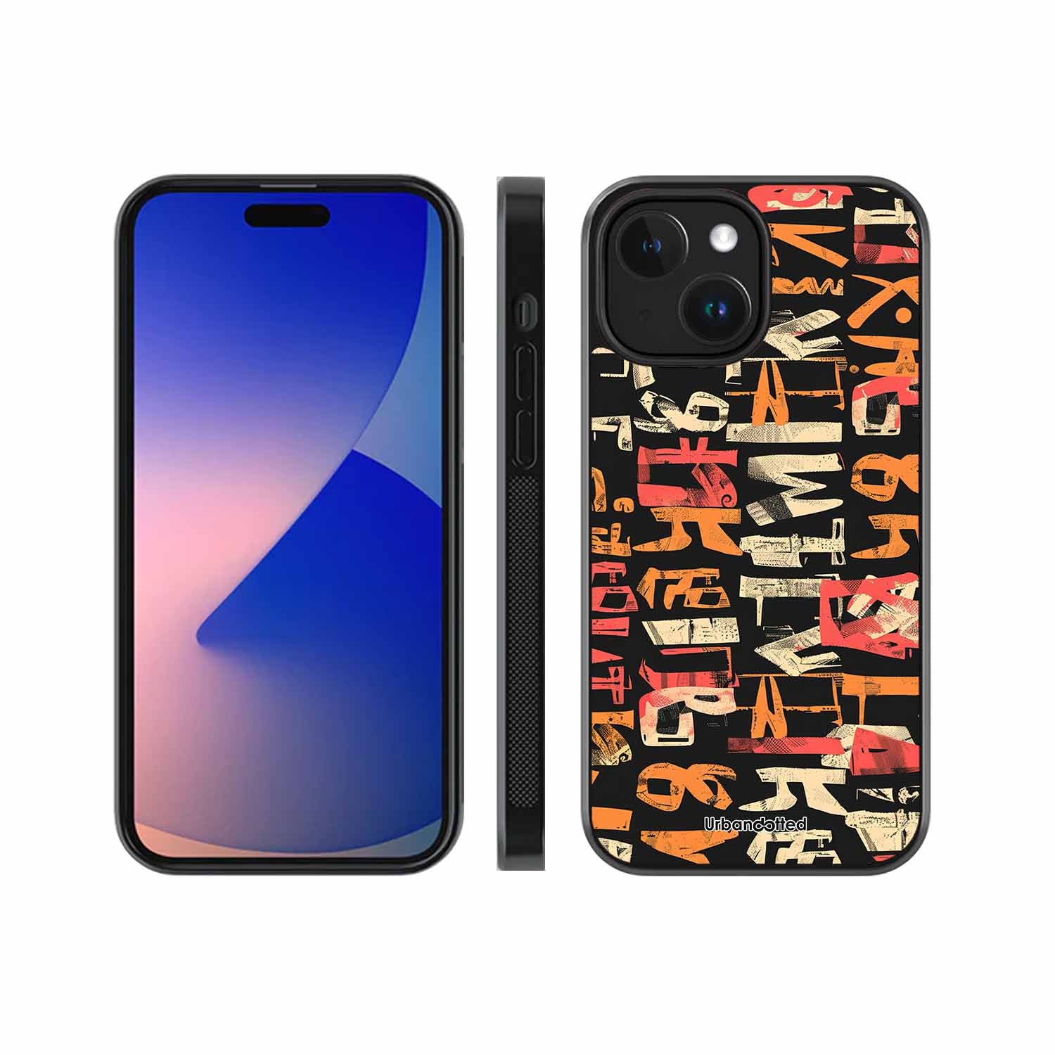 Mixed Typography Design Glass Case For iPhone 14 Plus