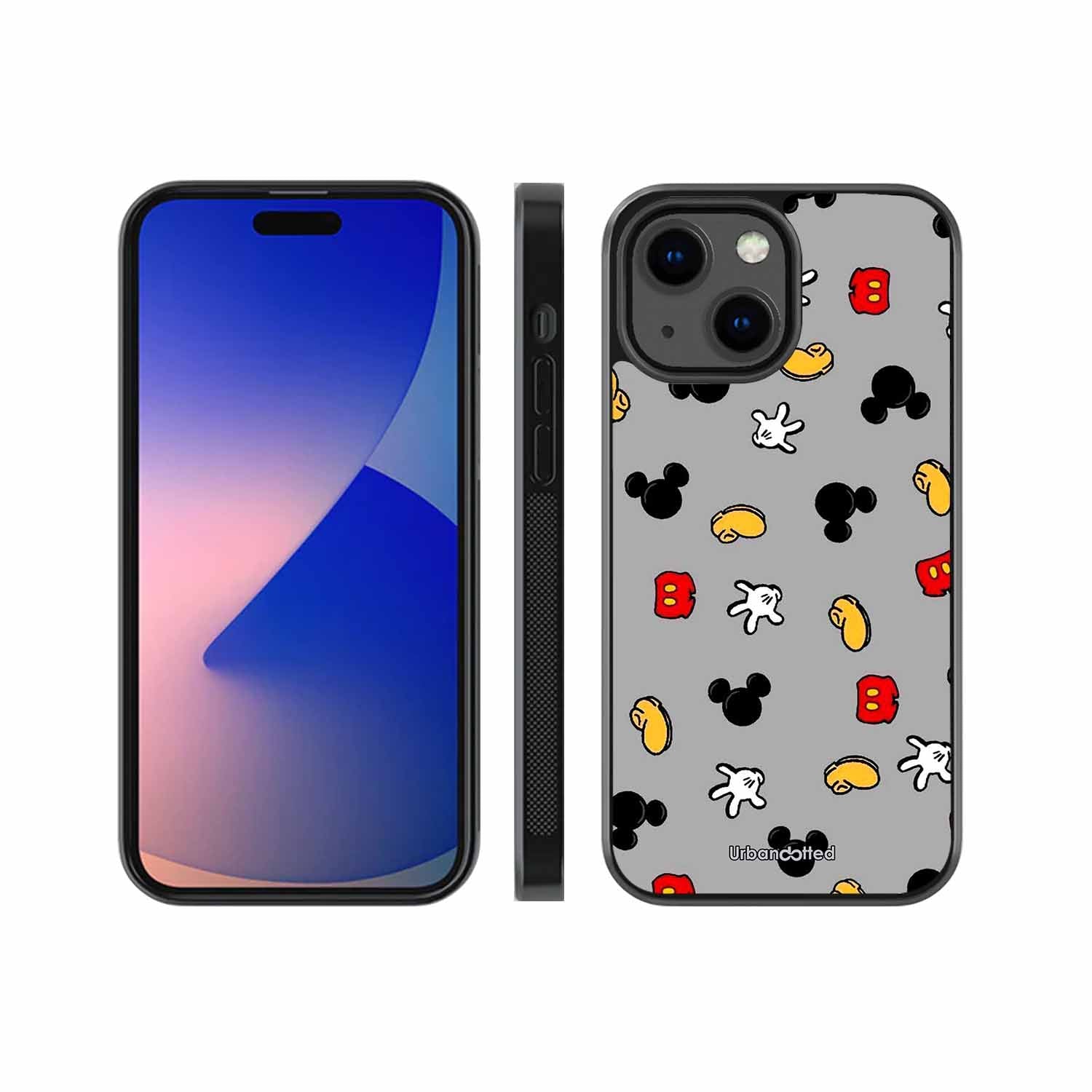 Whimsical Mouse Pattern Glass Case For iPhone 13 Mini