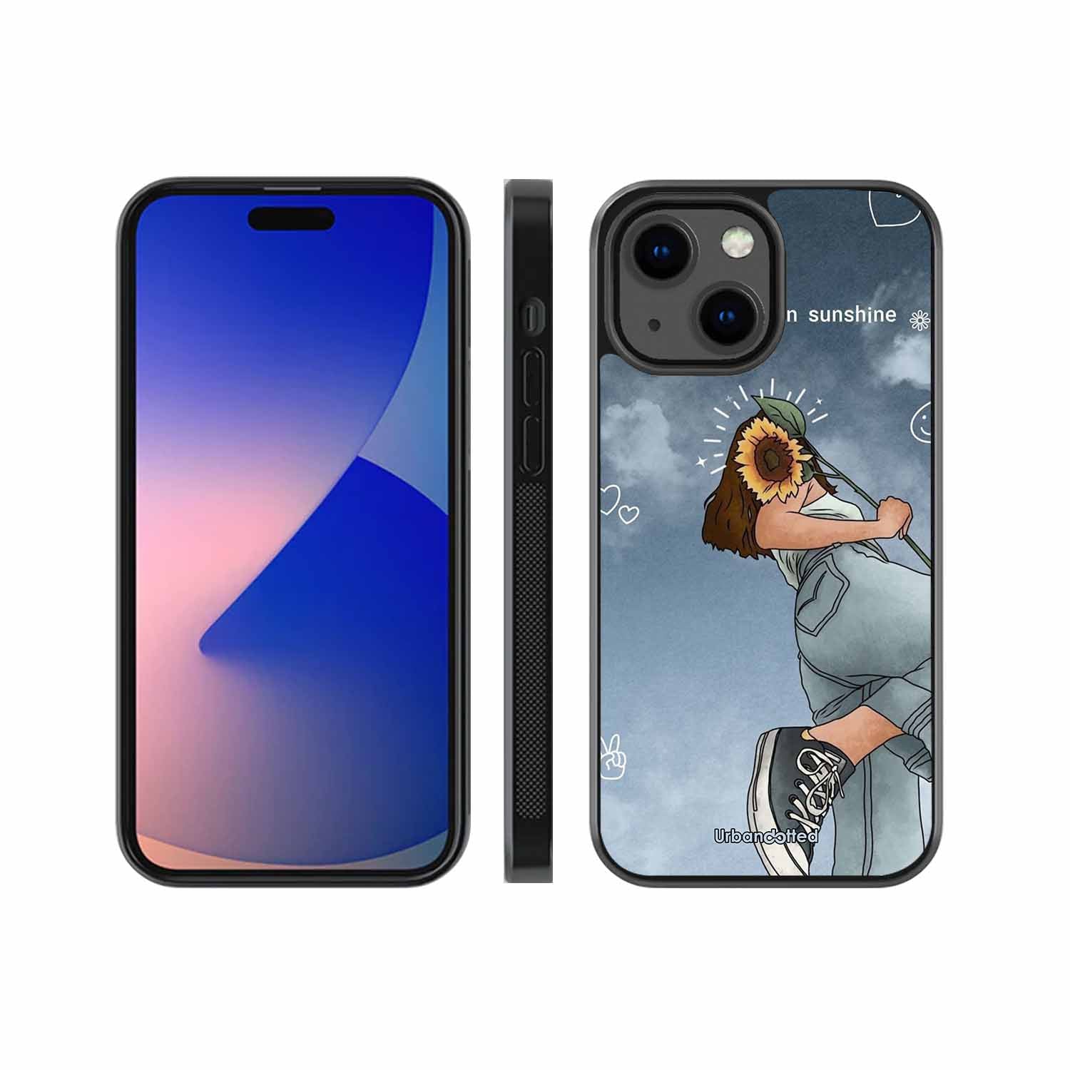 Girl with Sunflower Crown Glass Case For iPhone 13 Mini