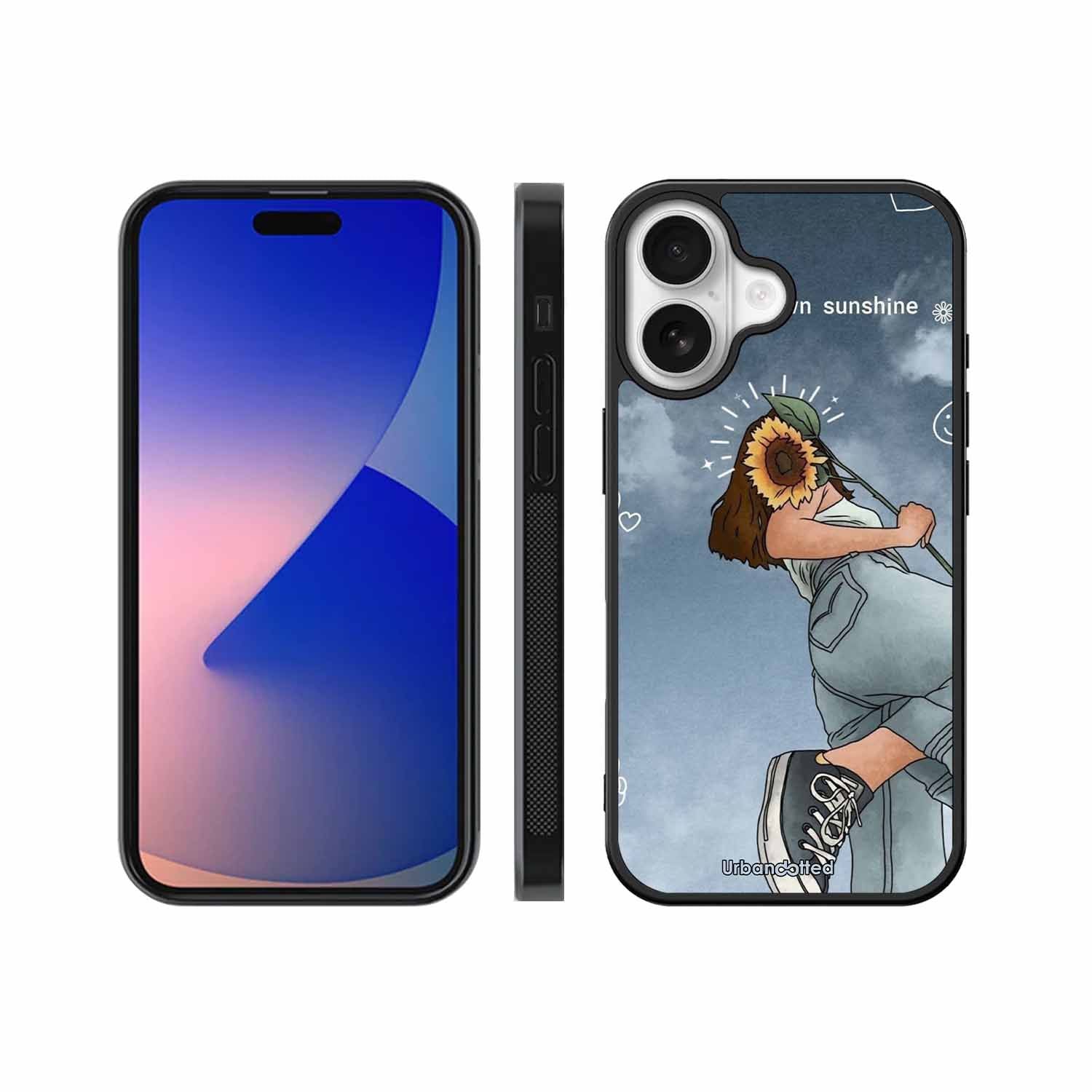 Girl with Sunflower Crown Glass Case For iPhone 17
