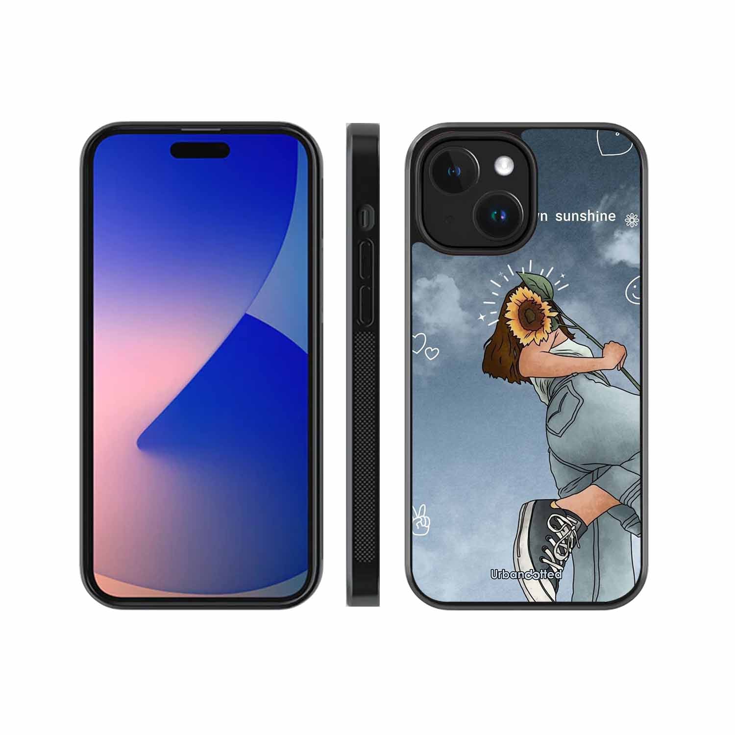 Girl with Sunflower Crown Glass Case For iPhone 14 Plus