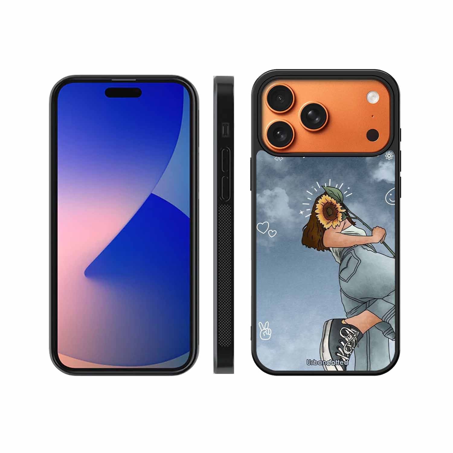 Girl with Sunflower Crown Glass Case For iPhone 17 Pro Max