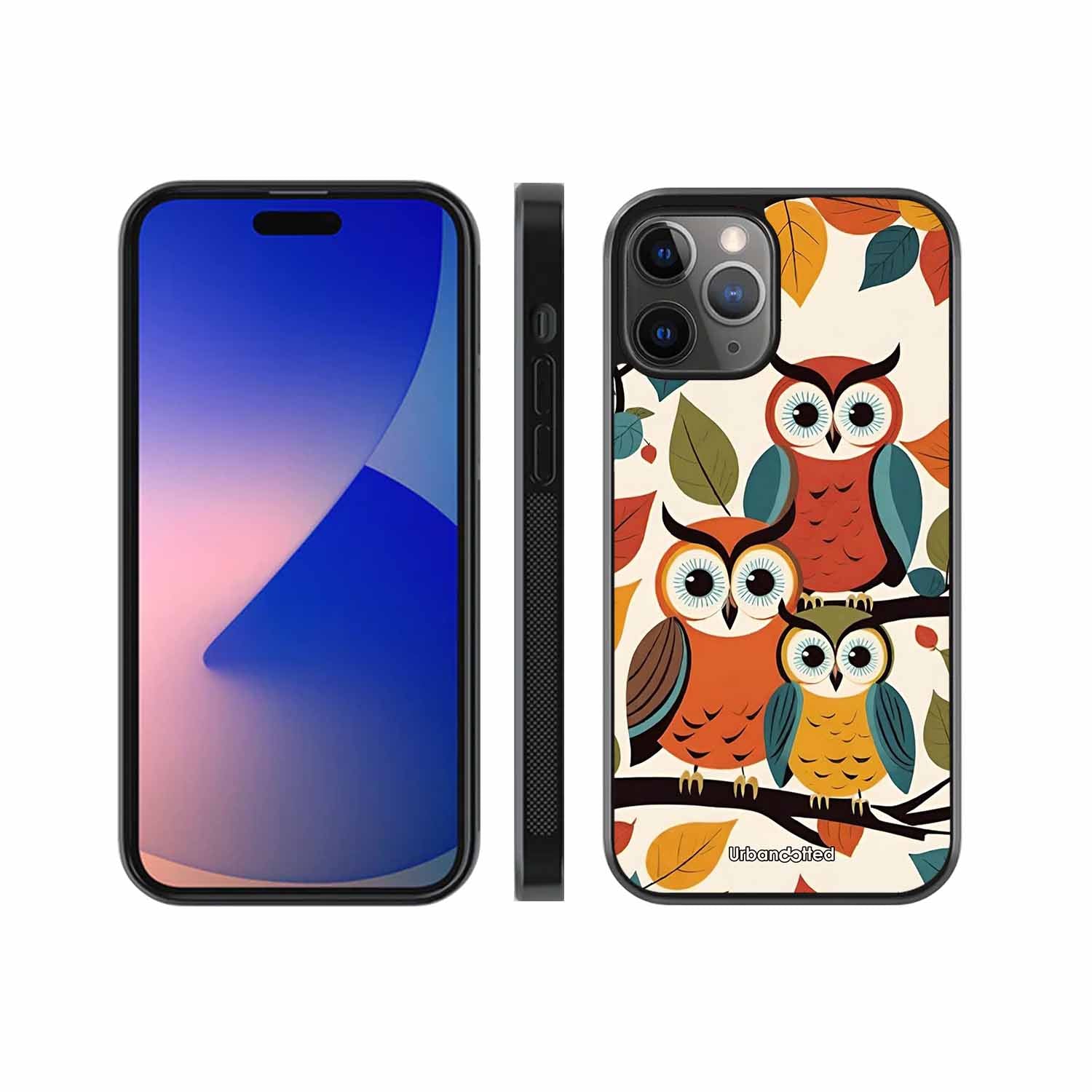 Retro Owl Family Glass Case For iPhone 11 Pro Max
