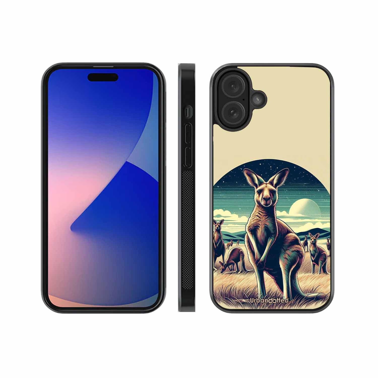Kangaroo Mob Moonlight Glass Case For iPhone 16 Plus