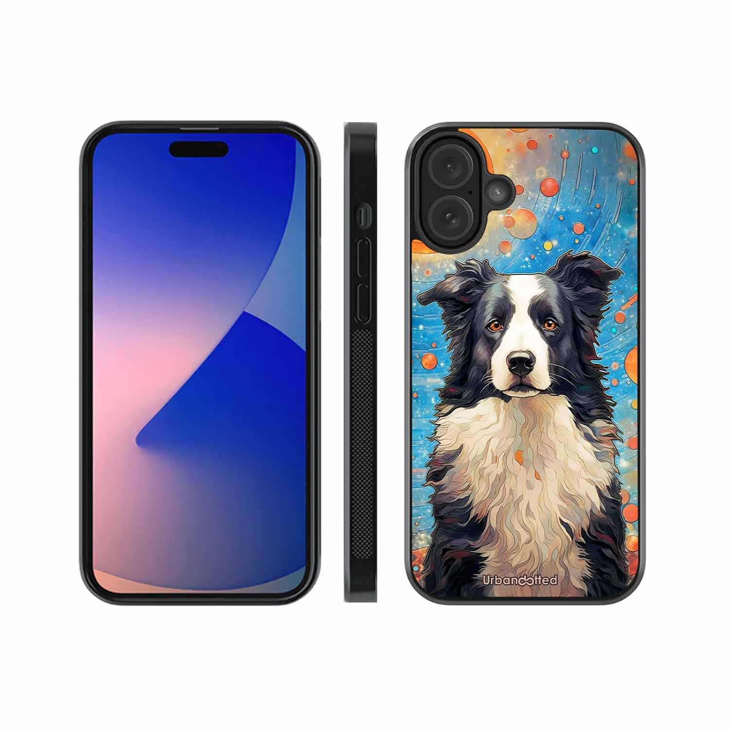 Artistic Dog Illustration Glass Case For iPhone 16 Plus