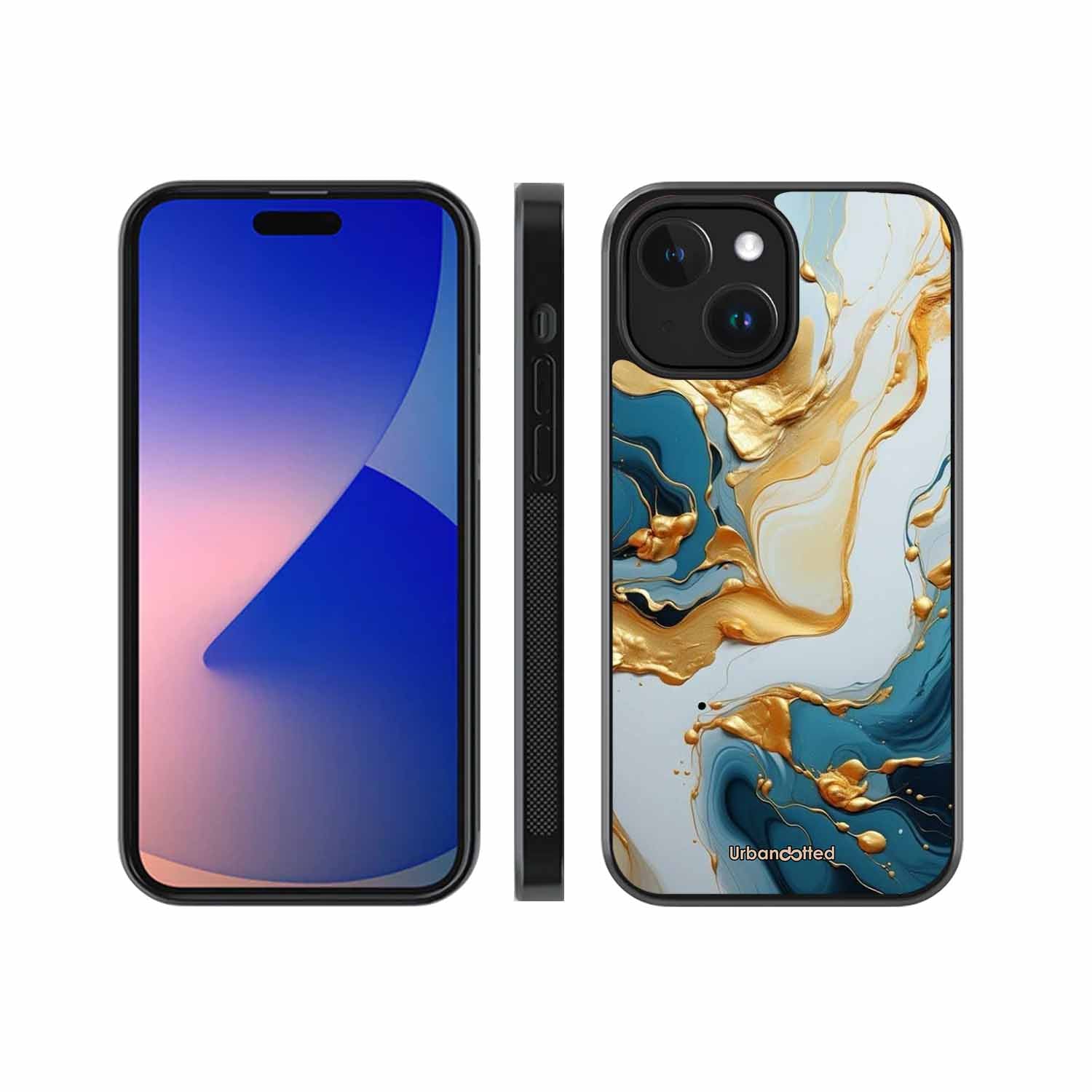 Luxurious Marble Effect Glass Case For iPhone 14 Plus