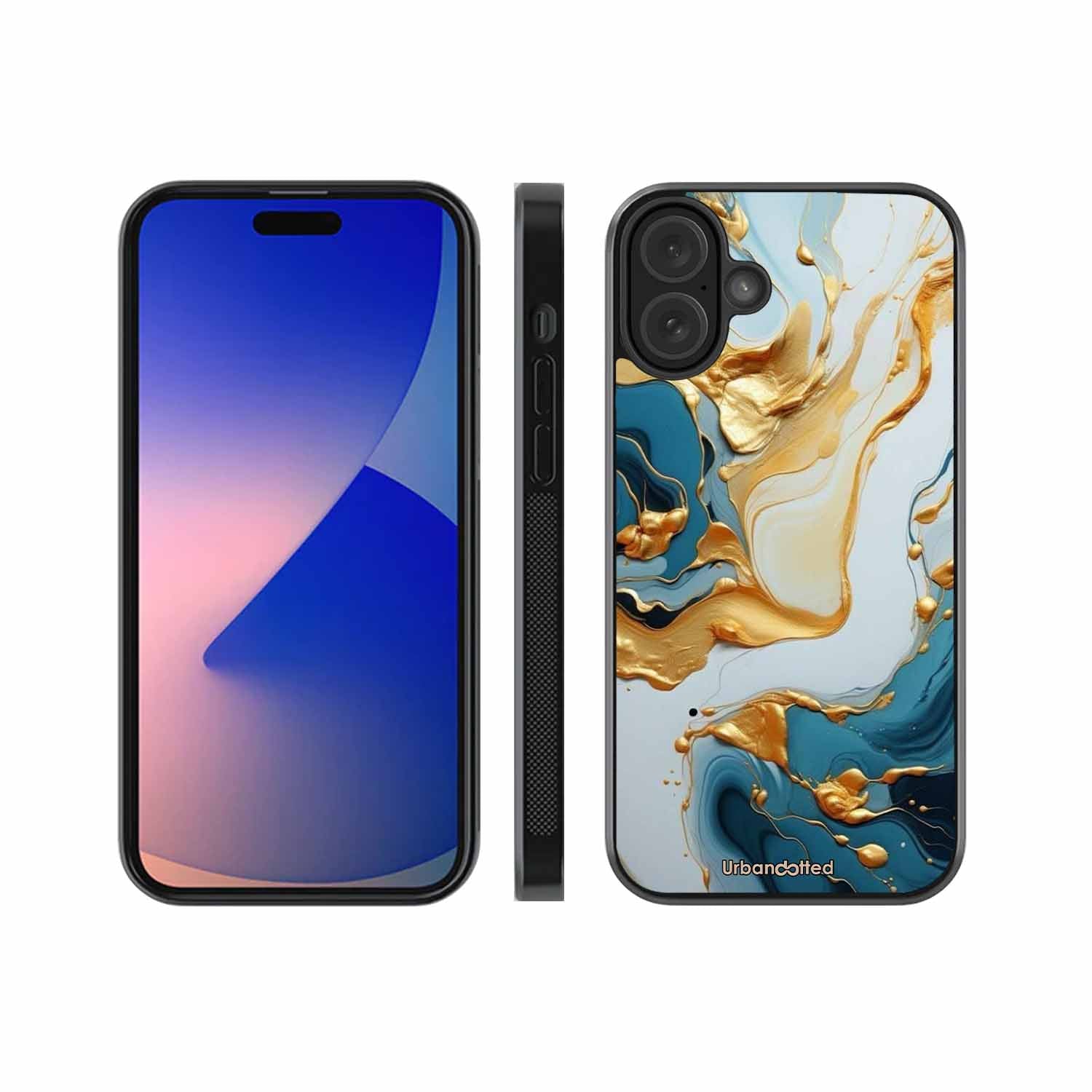 Luxurious Marble Effect Glass Case For iPhone 16 Plus