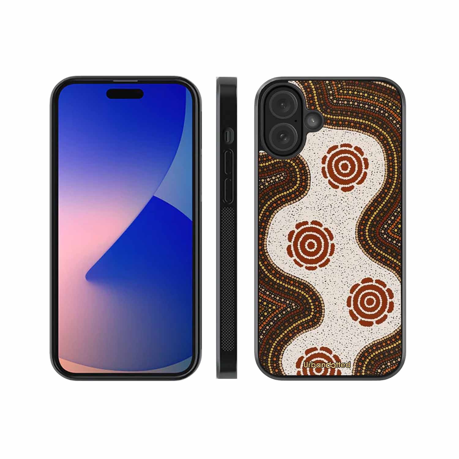 Aboriginal Dot Art Flow Glass Case For iPhone 16 Plus