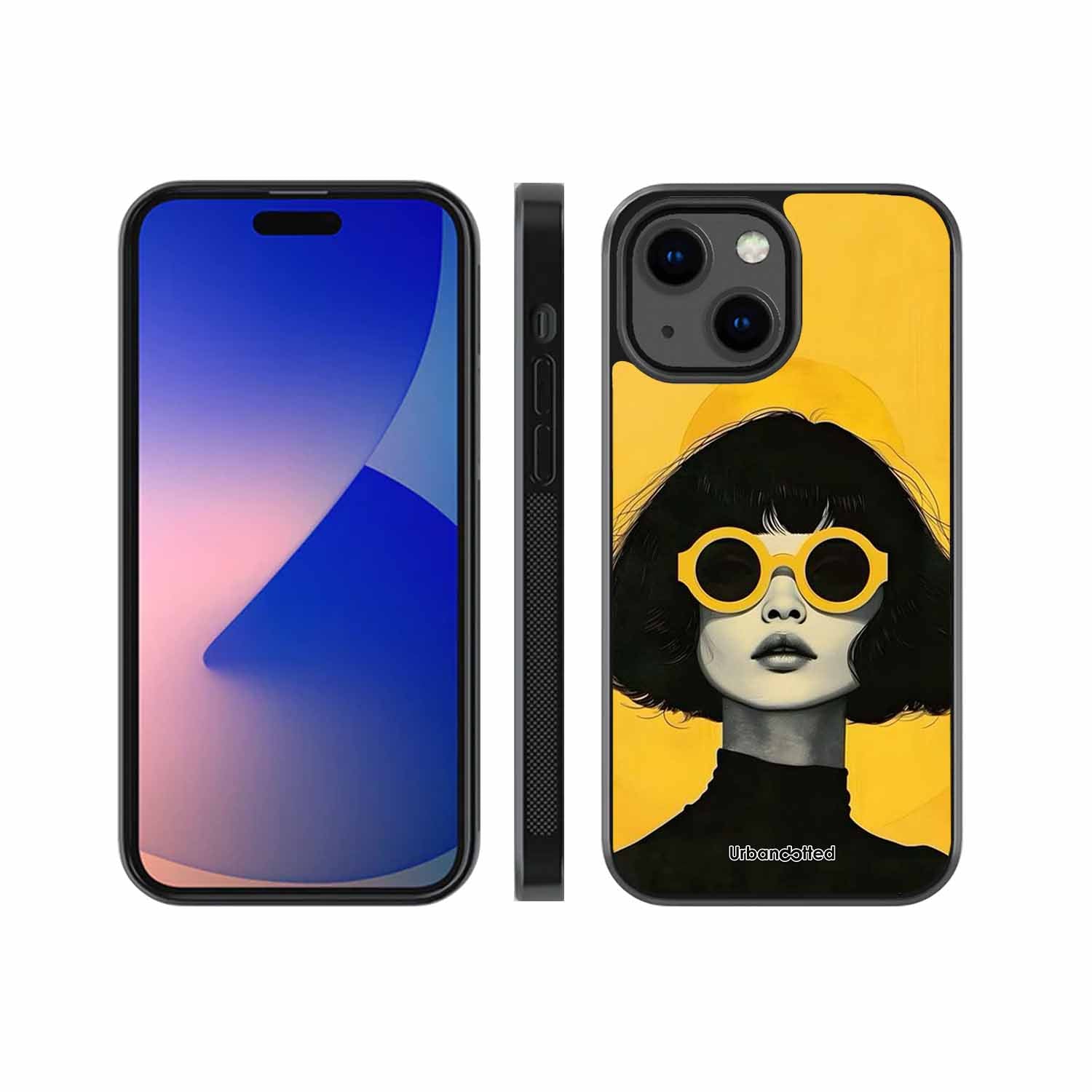 Retro Sunglasses Portrait Glass Case For iPhone 13 Mini
