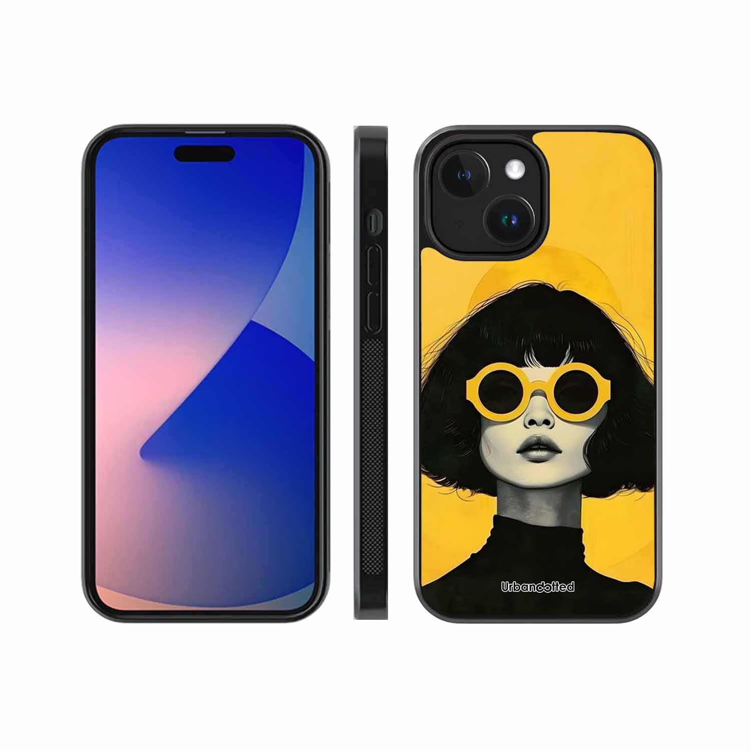 Retro Sunglasses Portrait Glass Case For iPhone 14 Plus