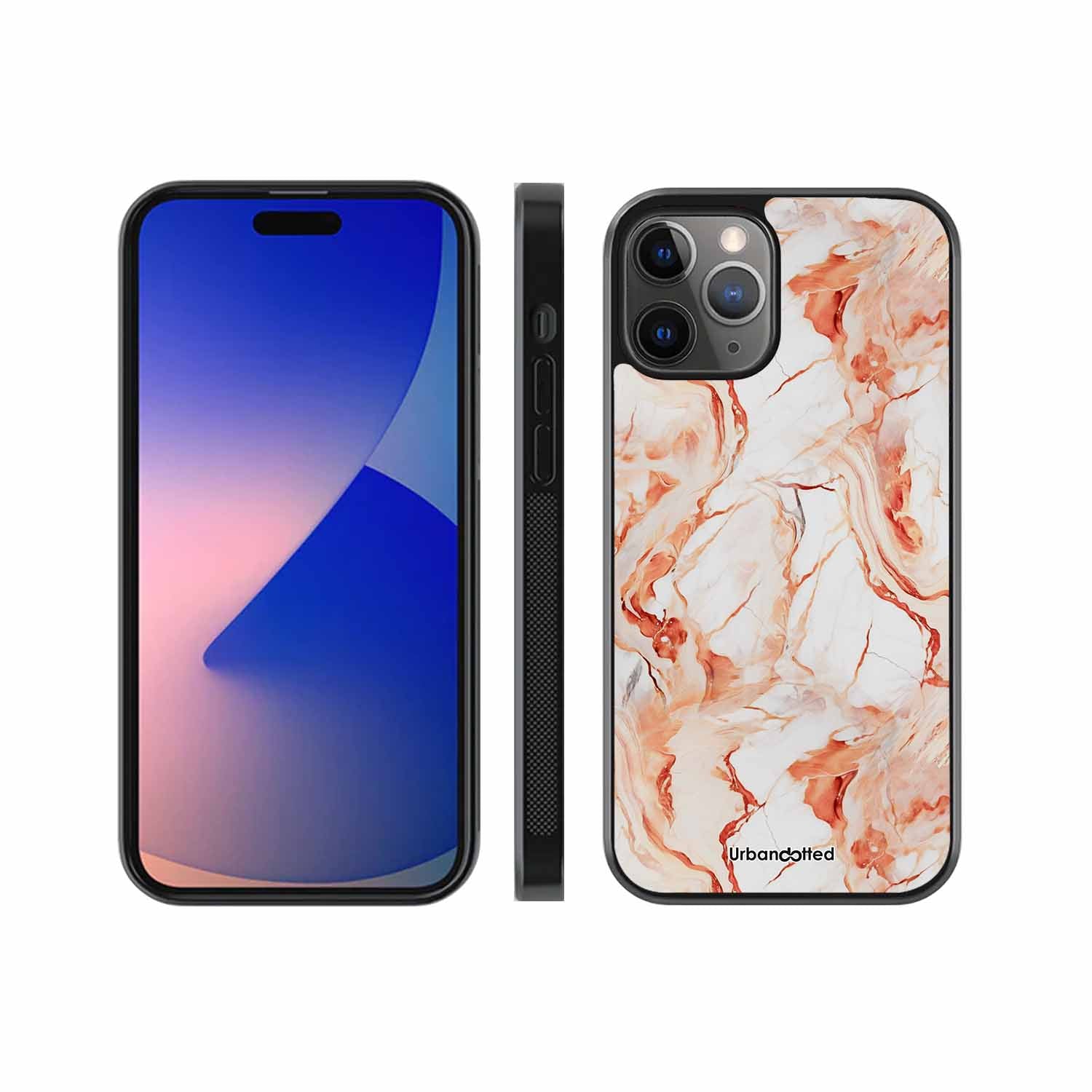 Elegant Rose Gold Veins Glass Case For iPhone 11 Pro Max