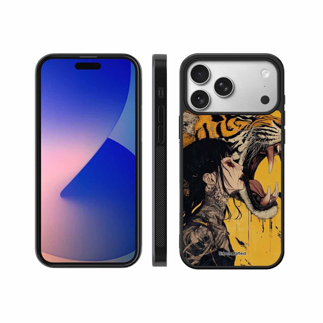 Tattooed Girl with Tiger Glass Case For iPhone 17 Pro