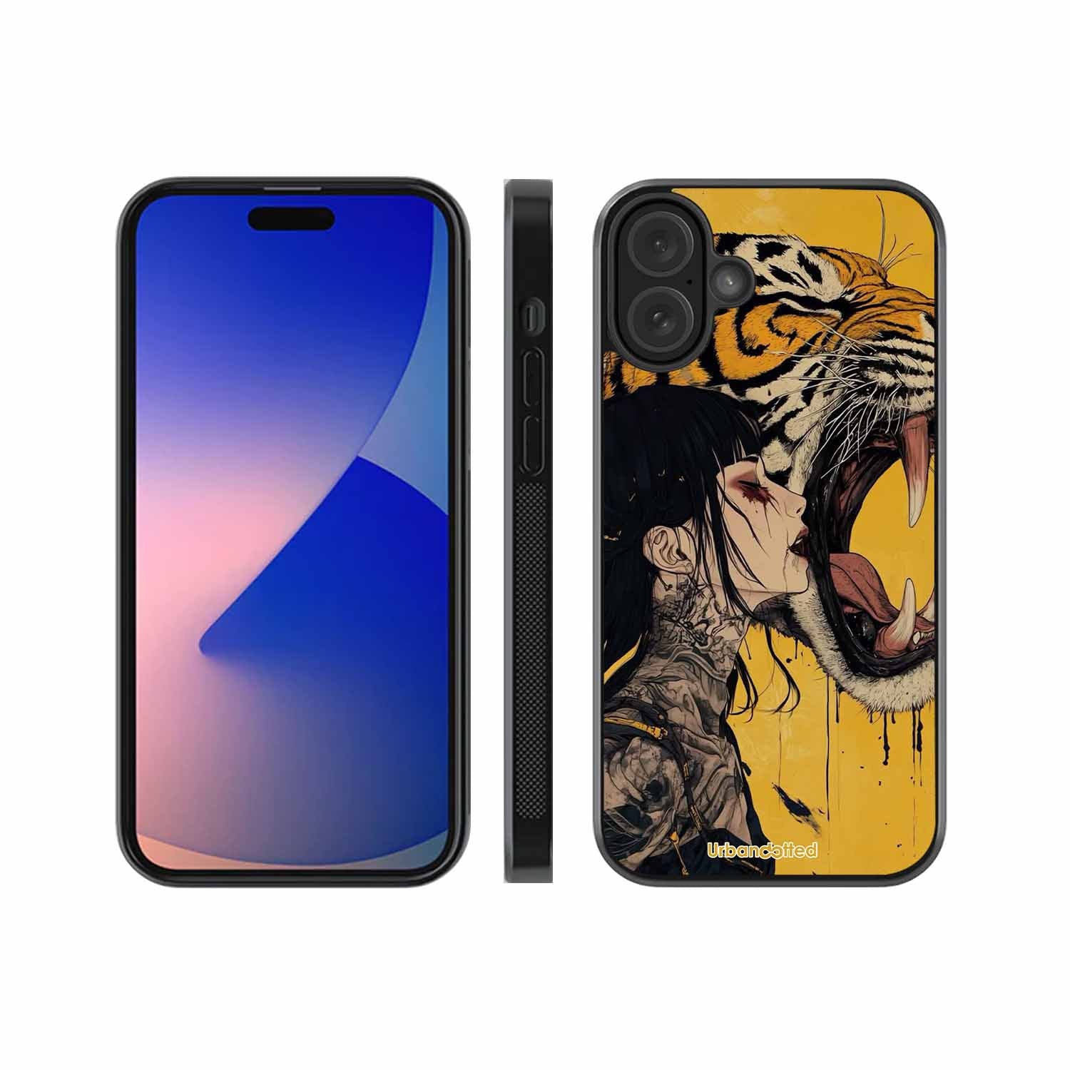 Tattooed Girl with Tiger Glass Case For iPhone 16 Plus