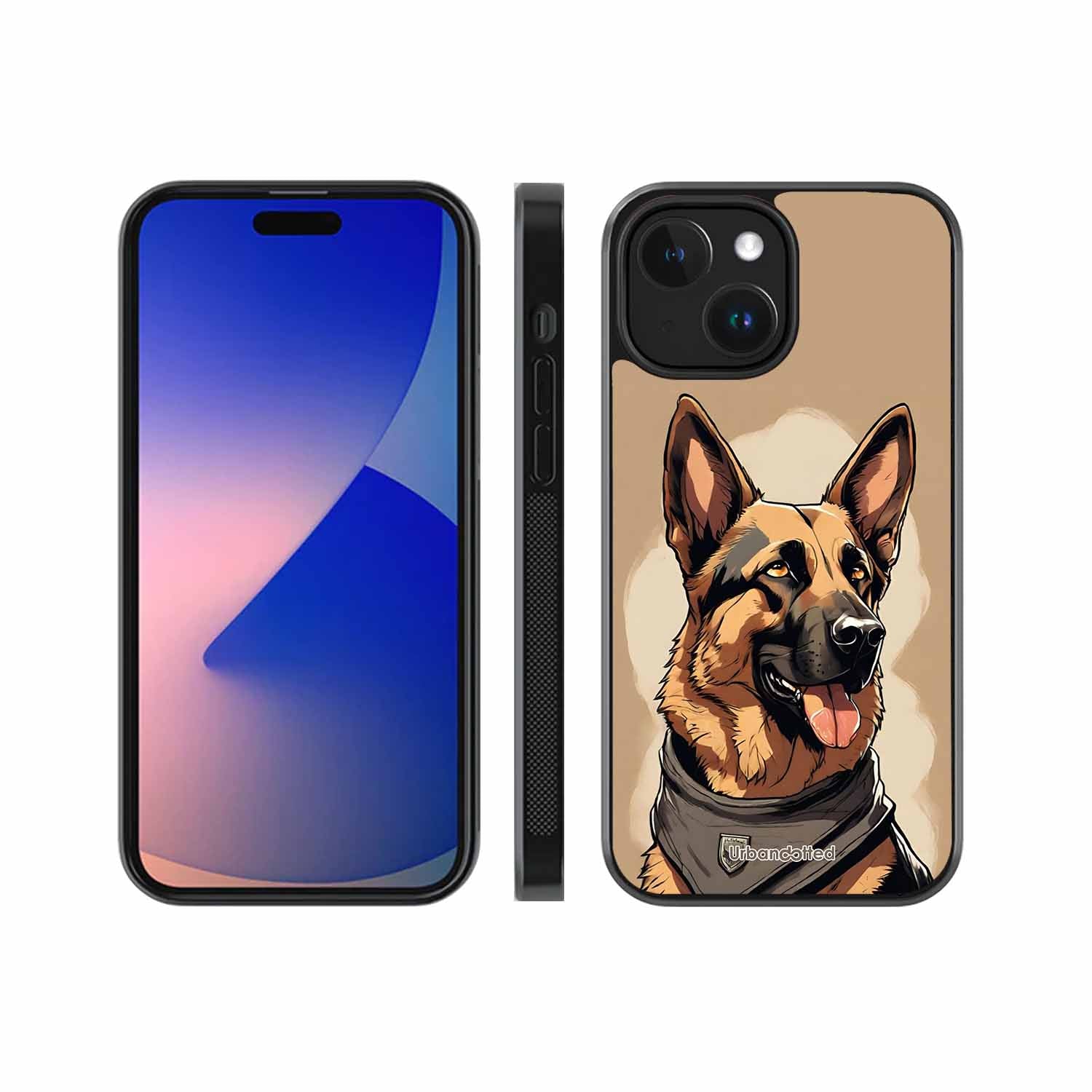 German Shepherd Portrait Glass Case For iPhone 15 Plus