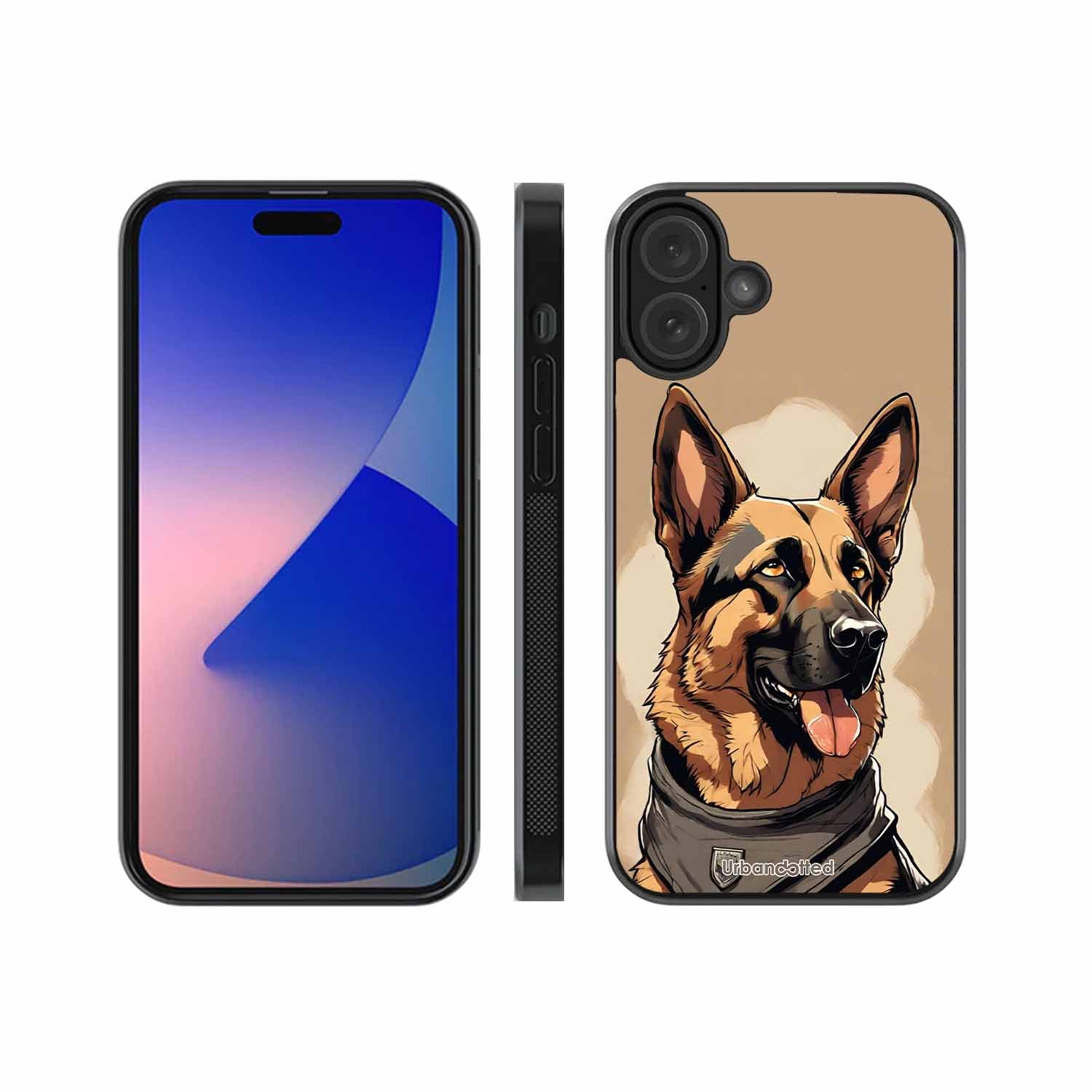 German Shepherd Portrait Glass Case For iPhone 16 Plus