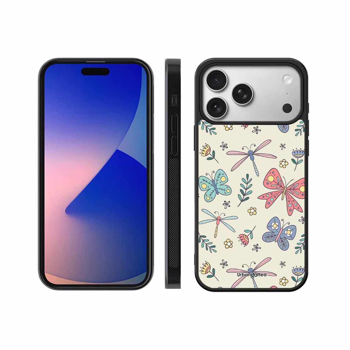 Butterfly and Dragonfly Garden Glass Case For iPhone 17 Pro