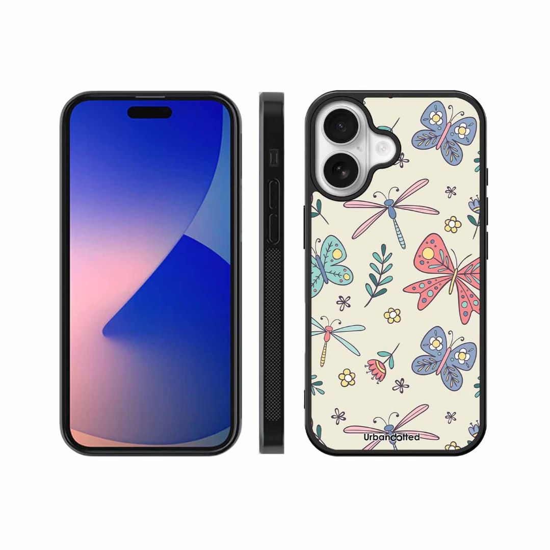 Butterfly and Dragonfly Garden Glass Case For iPhone 17