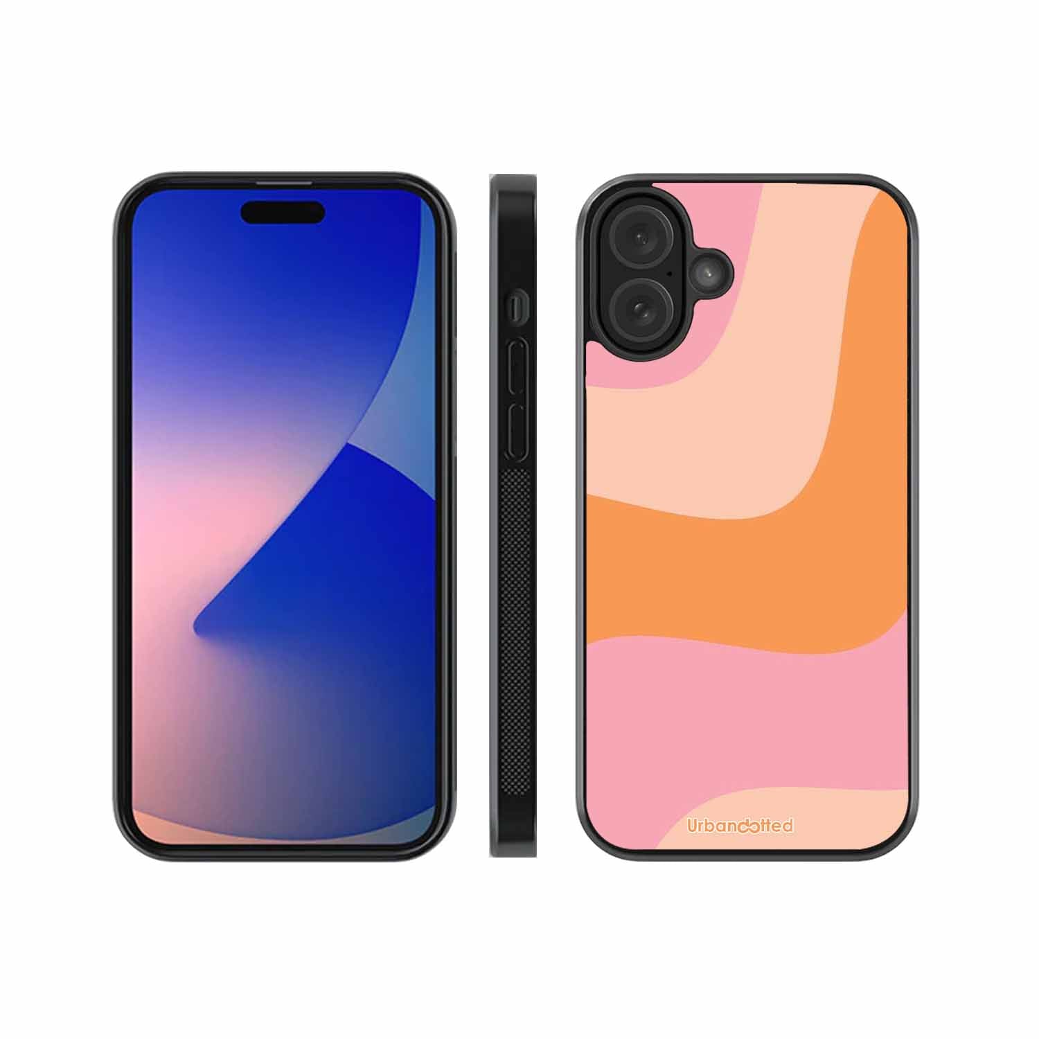 Soft Swirling Stripes Glass Case For iPhone 16 Plus