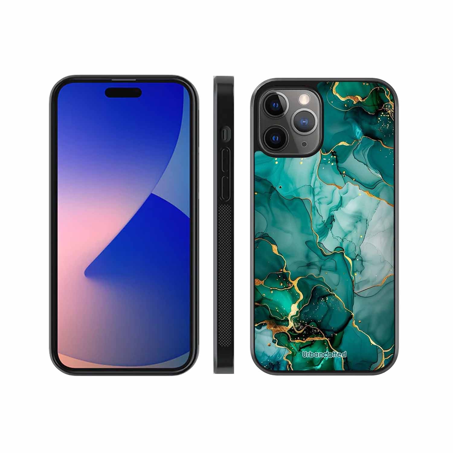Emerald Green Gold Marble Glass Case For iPhone 11 Pro