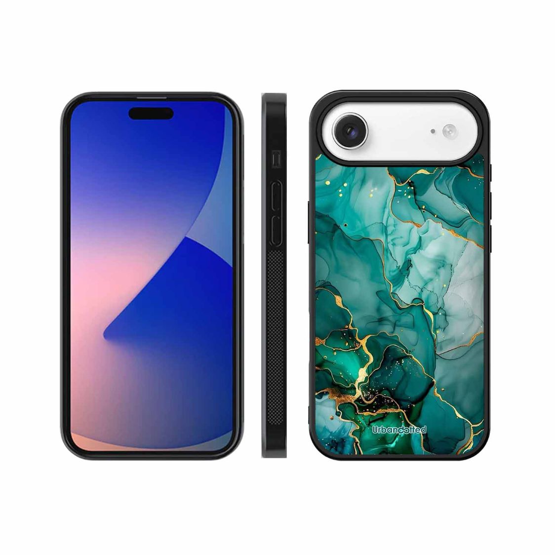 Emerald Green Gold Marble Glass Case For iPhone Air