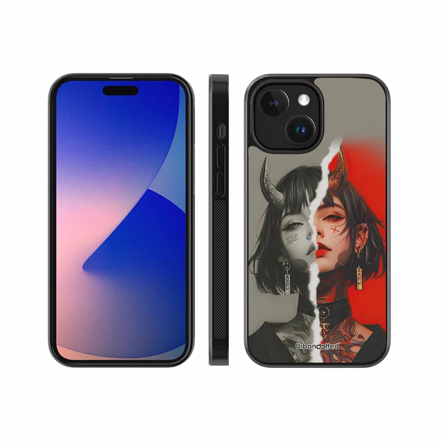 Yin Yang Demon Art Glass Case For iPhone 15