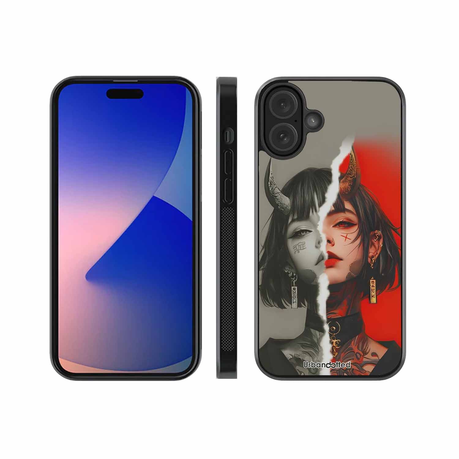 Yin Yang Demon Art Glass Case For iPhone 16 Plus